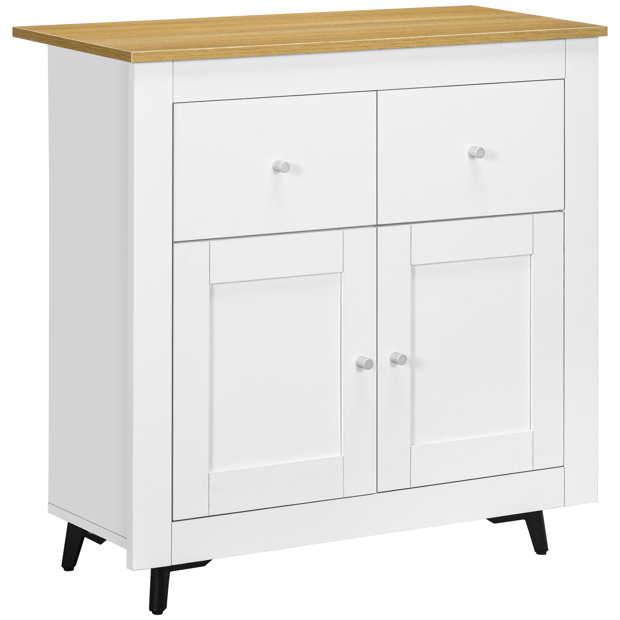 Sideboard Cabinet, Modern Kitchen Cupboard with Double Doors and Drawers for Dining Room, Living Room and Entryway, White - Life Essentials