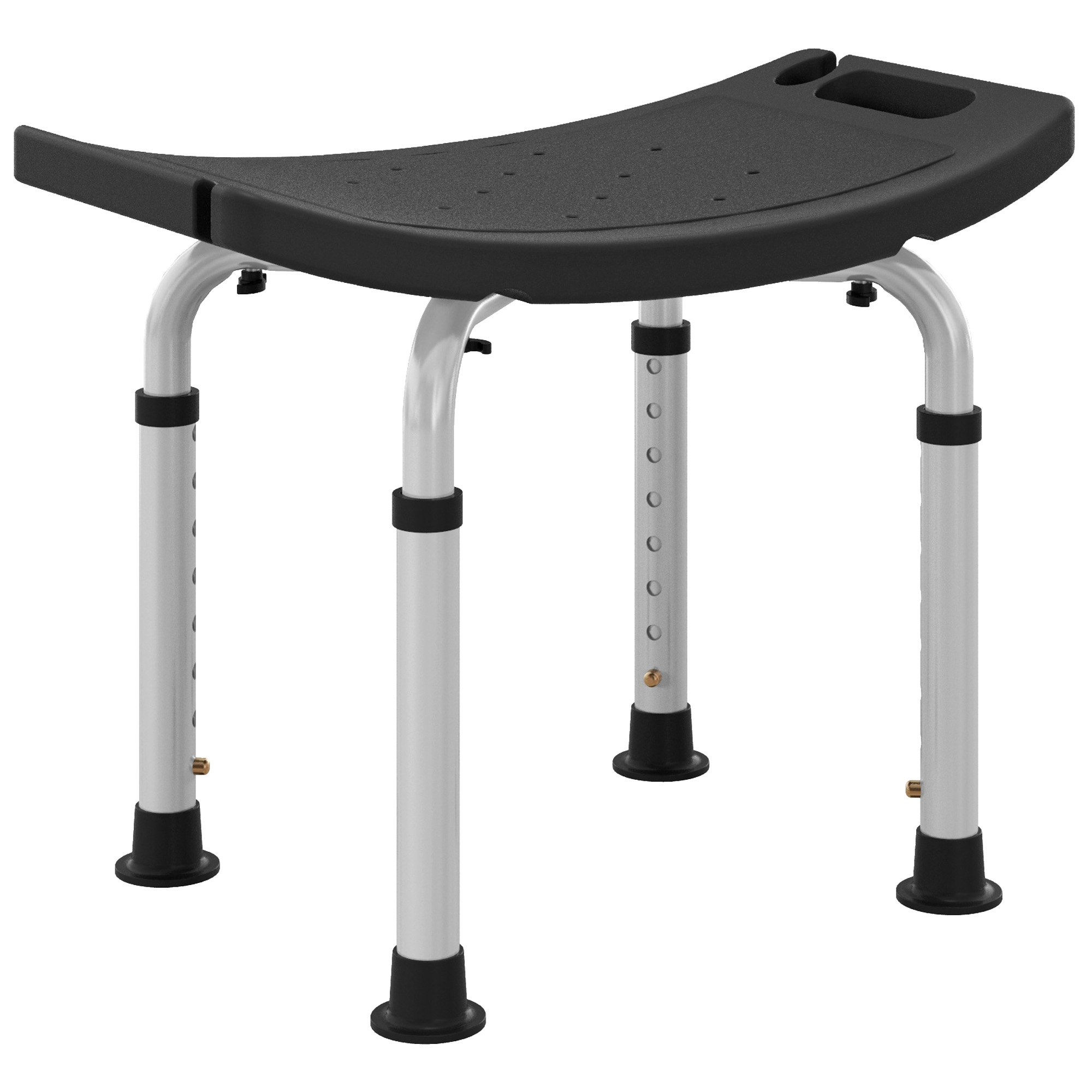 Scott Adjustable Bath Stool Aluminium Shower Stool Non-Slip for Elderly - Black - Life Essentials