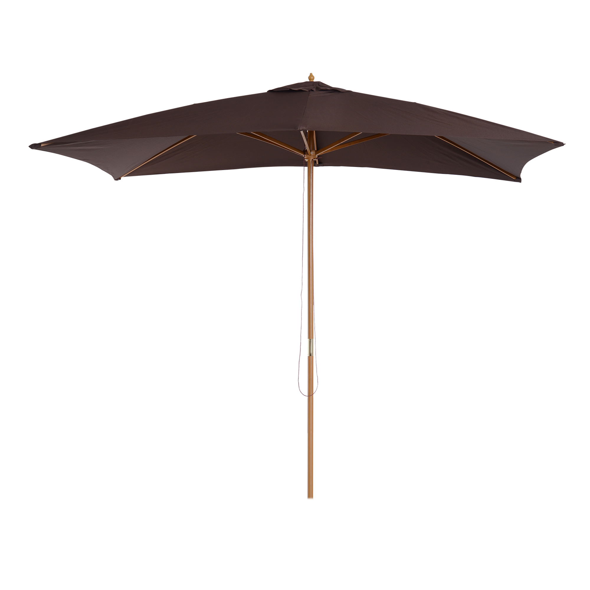 Wooden Garden Parasol Umbrella Coffee 3m x 2m - Life Essentials