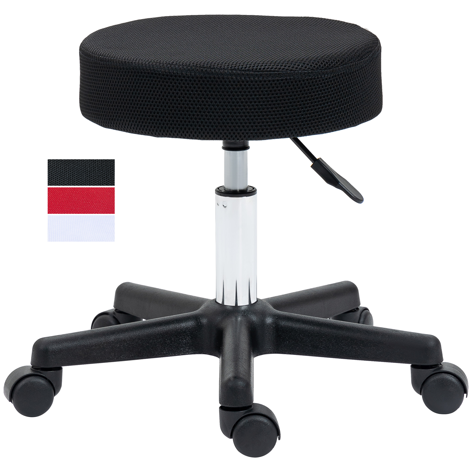Hydraulic Swivel Salon Spa Stool Height Adjustable Facial Massage Tattoo with 3 Changeable Seat Covers, Black - Life Essentials