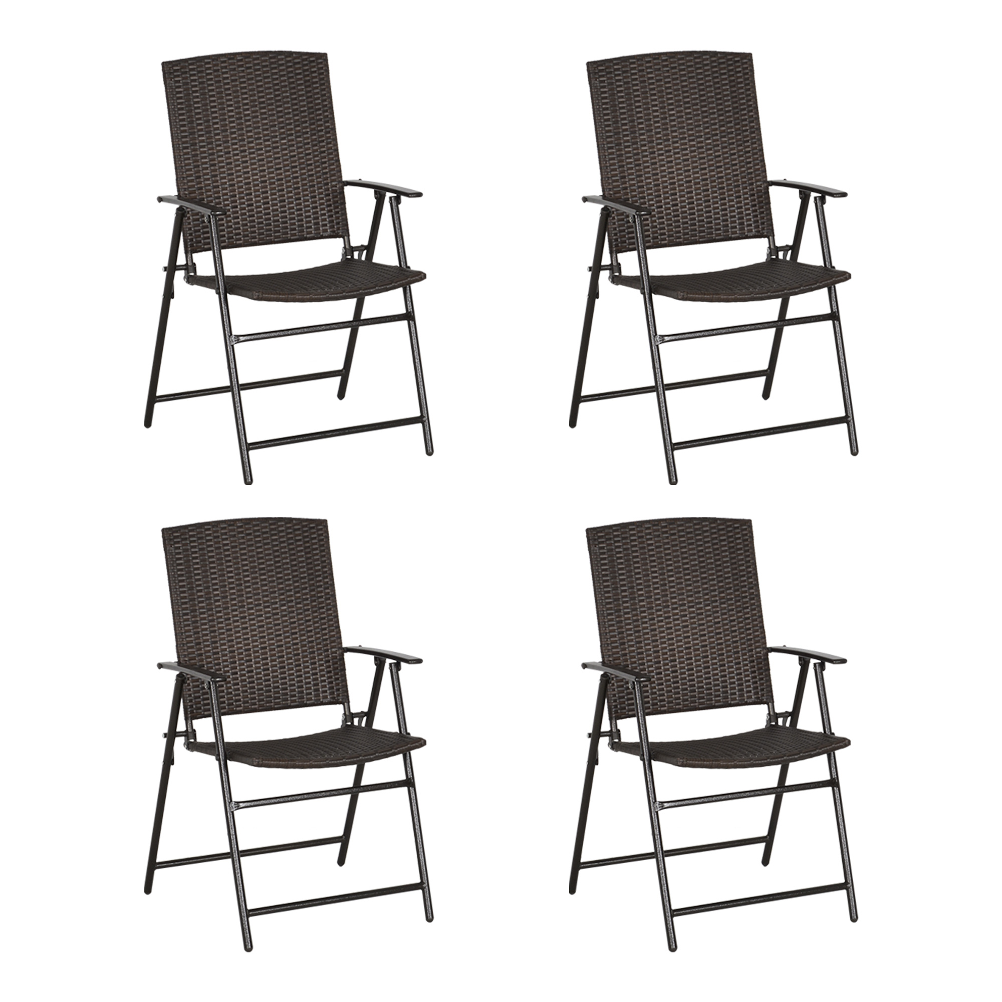 4pcs Rattan Chair Garden Furniture Wicker Foldable Chair Steel Frame for Poolside Garden - Life Essentials