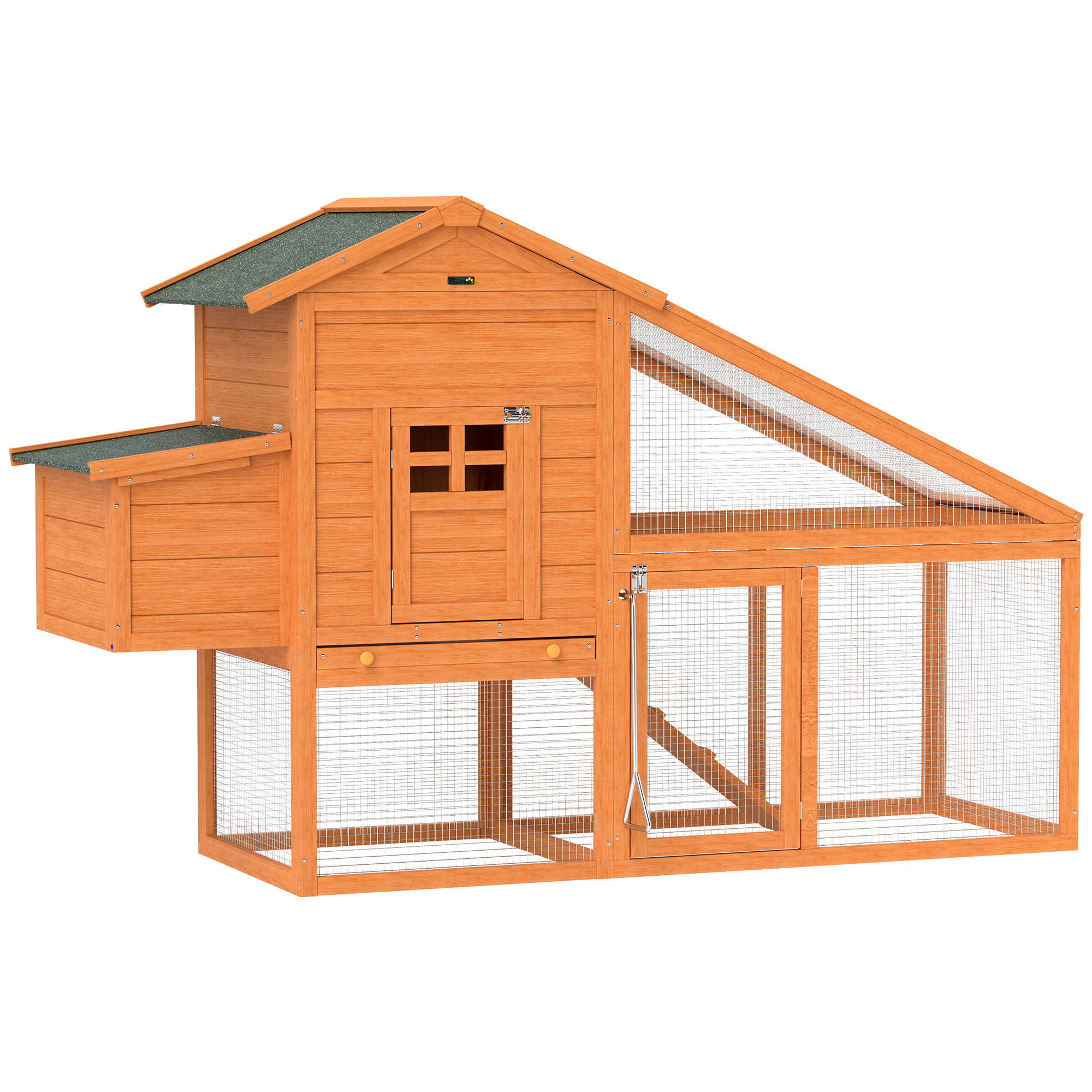 Shelley Wooden Chicken Coop with Run Nesting Box Slide-out Tray - Easy Care - Life Essentials