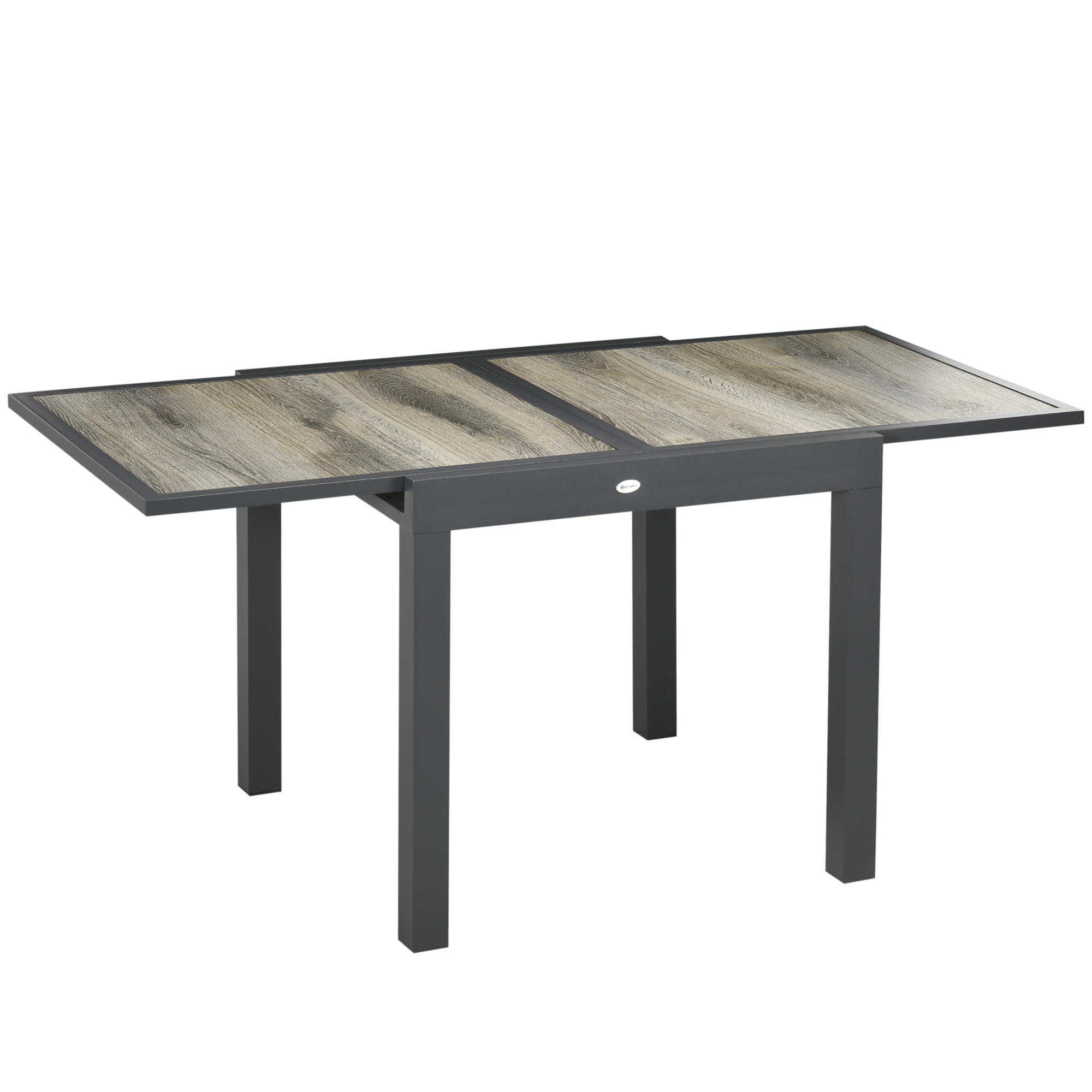 Extending Garden Table, Outdoor Dining Table for 6, Aluminium Frame Rectangular Patio Table with Plastic Board Tabletop, Beige - Life Essentials