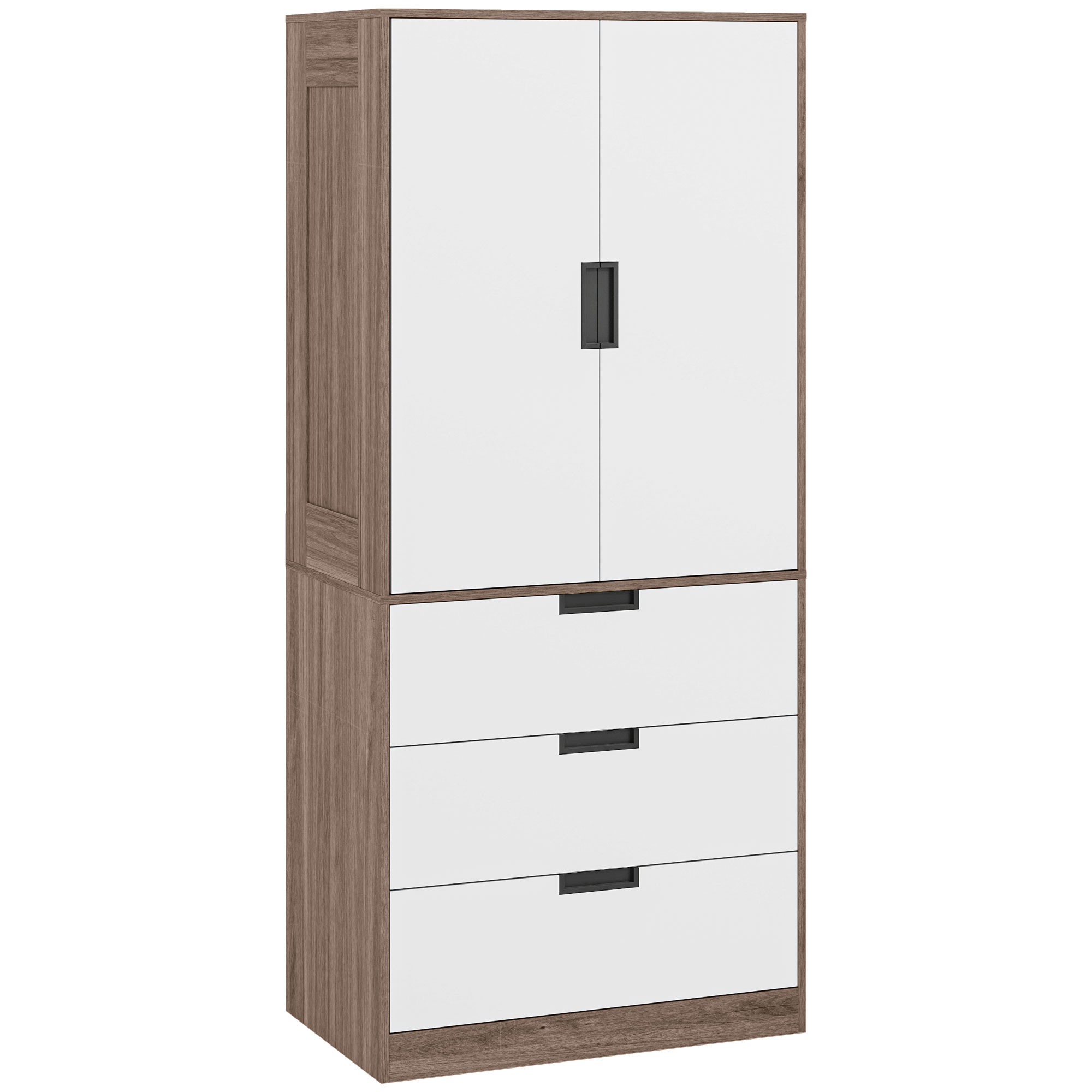 Wardrobe - SERENA 2 Door Wardrobe Oak and White 80cm - Life Essentials