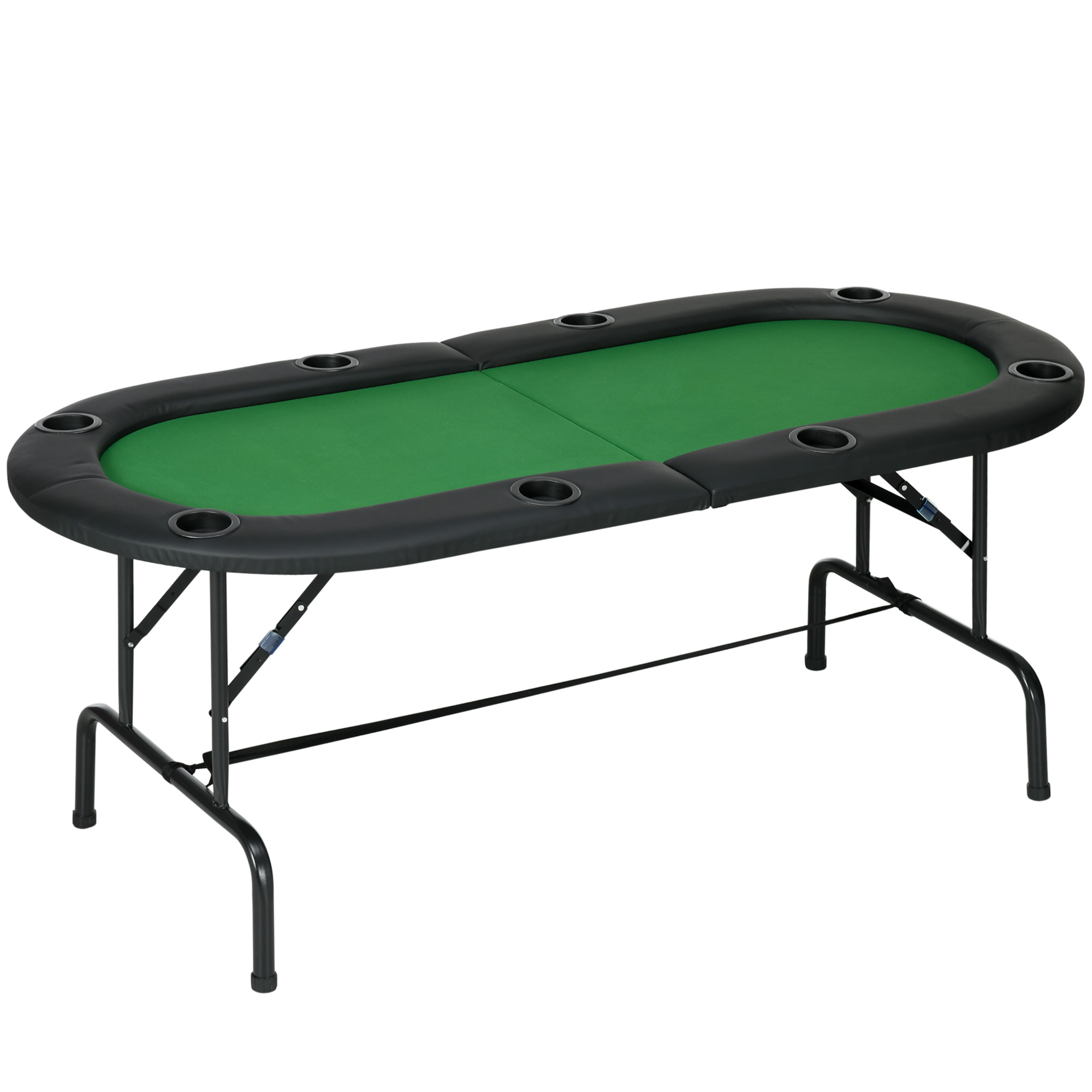 1.83m Foldable Poker Table W/Chip Trays, Drink Holders - Life Essentials
