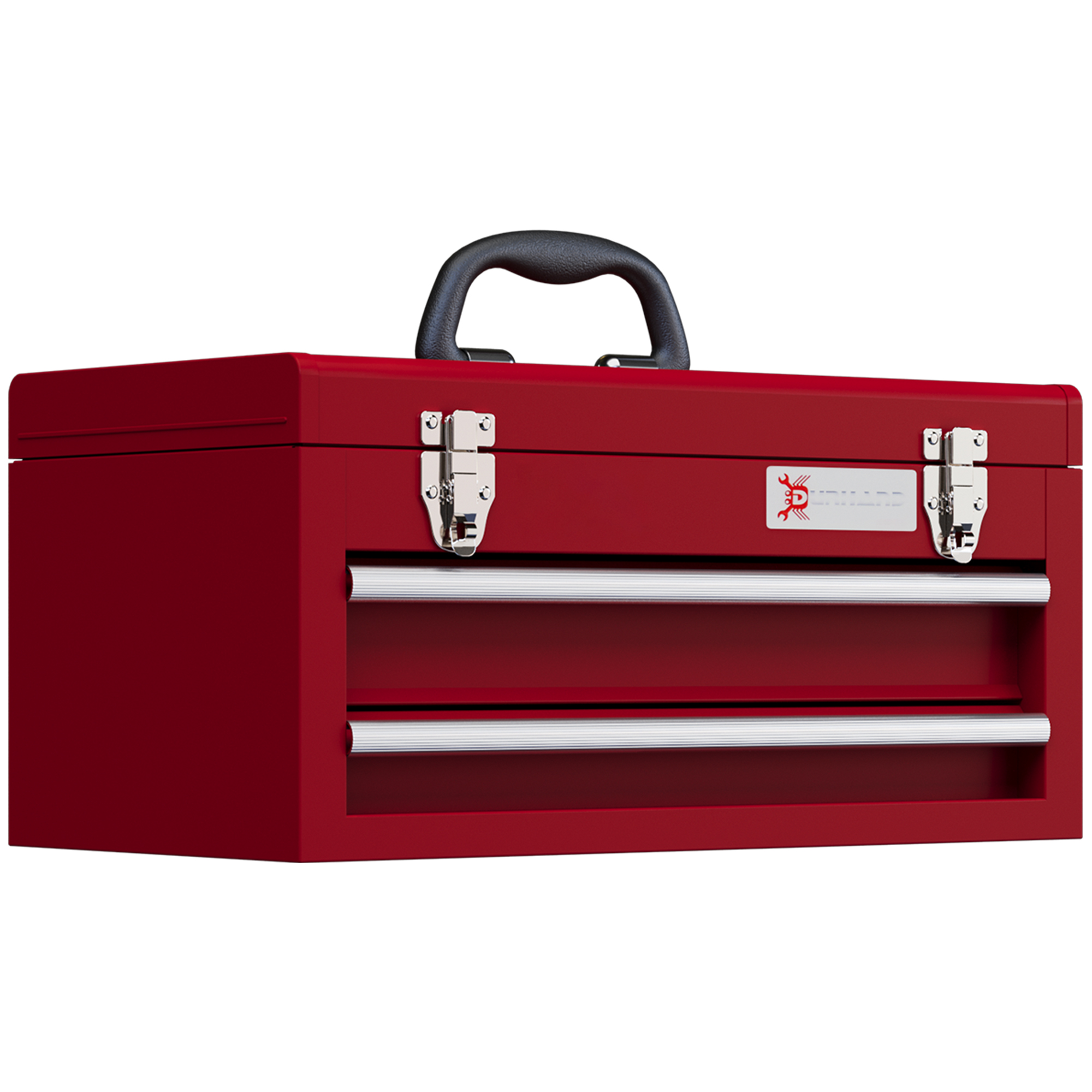 DURHAND Lockable Metal Tool Box, 2 Drawer Tool Chest with Latches, Handle, Ball Bearing Runners, Red - Life Essentials