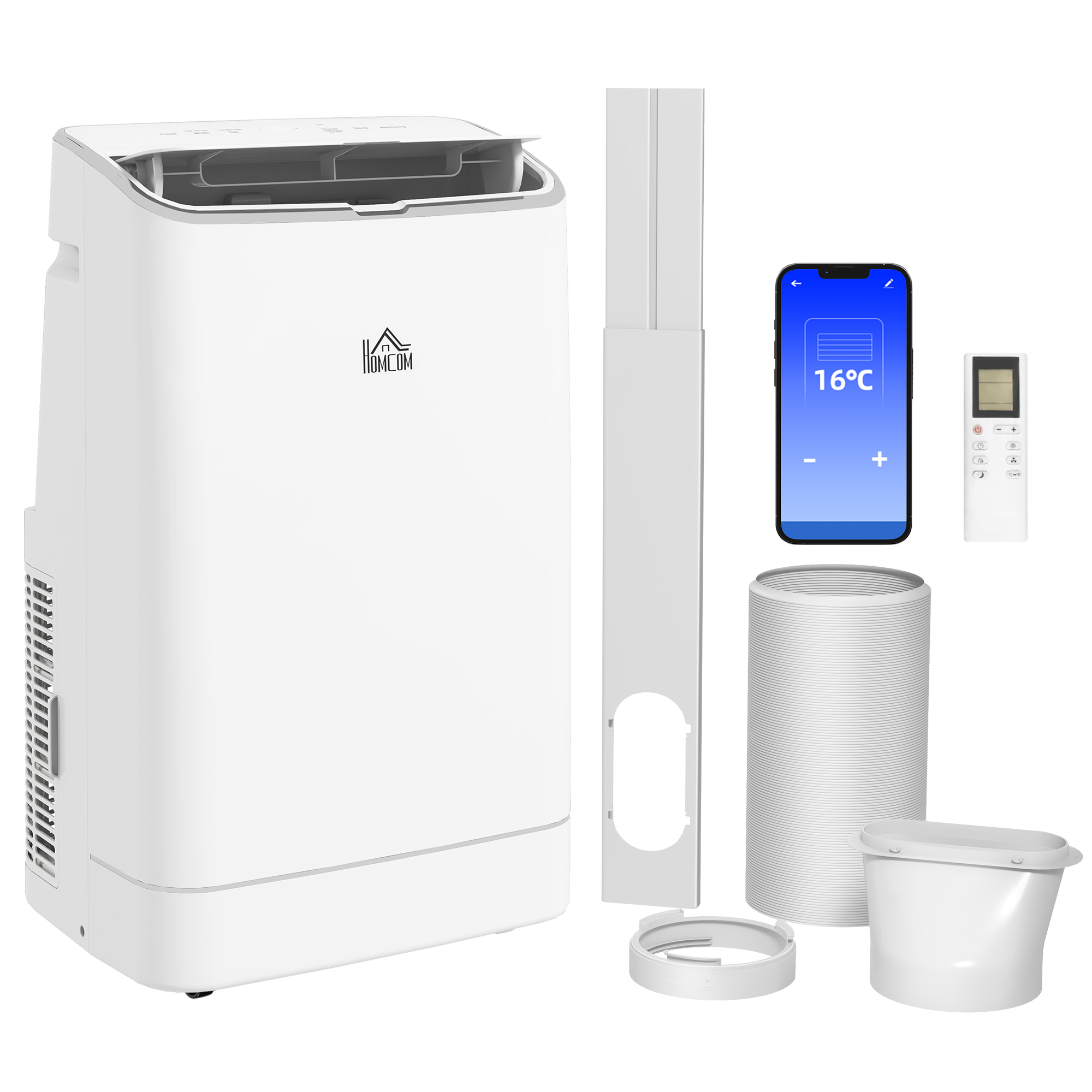 14,000 BTU Mobile Air Conditioner Smart Home WiFi, with Dehumidifier, Fan, 24H Timer, Window Kit - White - Life Essentials