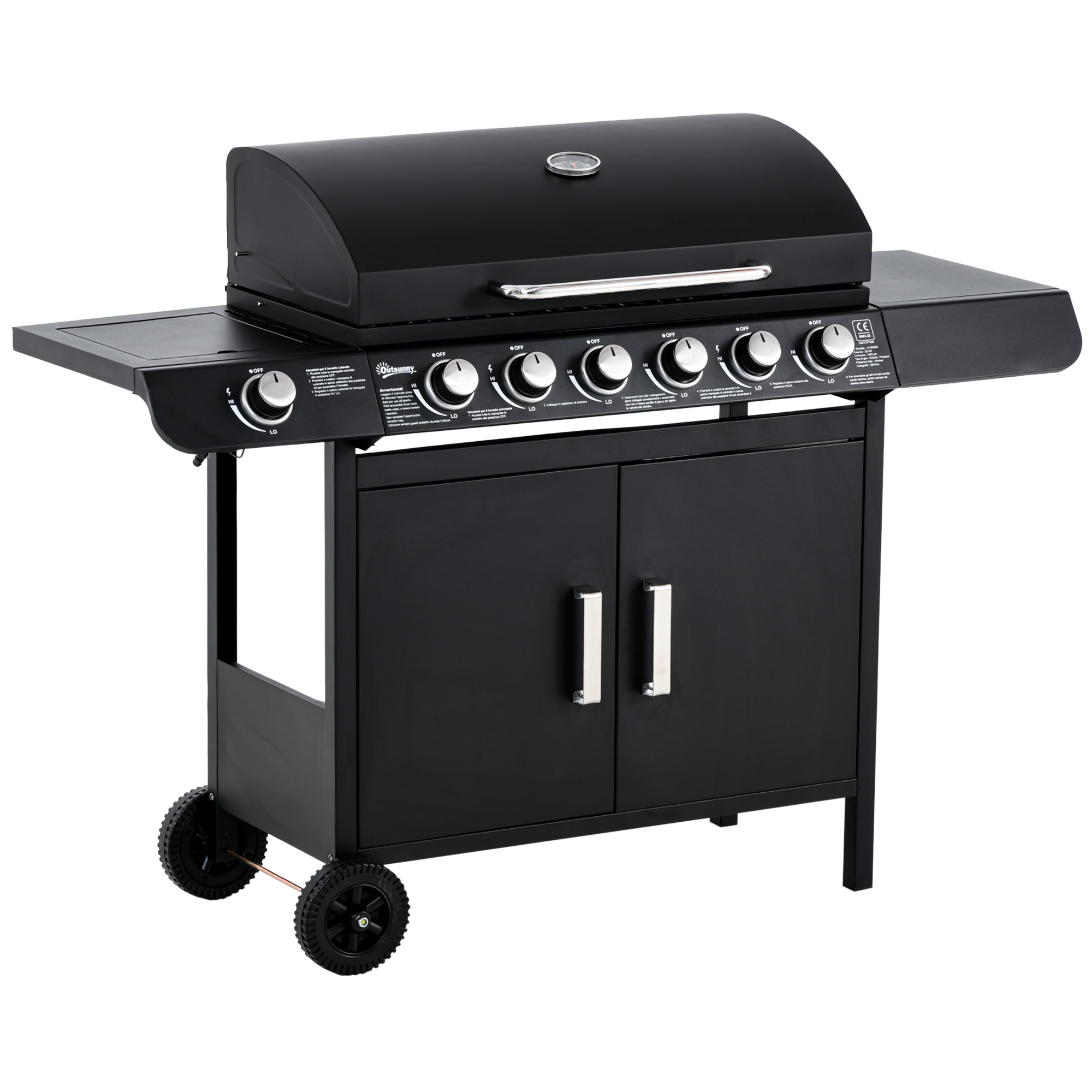 Jones Seven Burner Gas Grill with Integrated Thermometer - Black - Life Essentials
