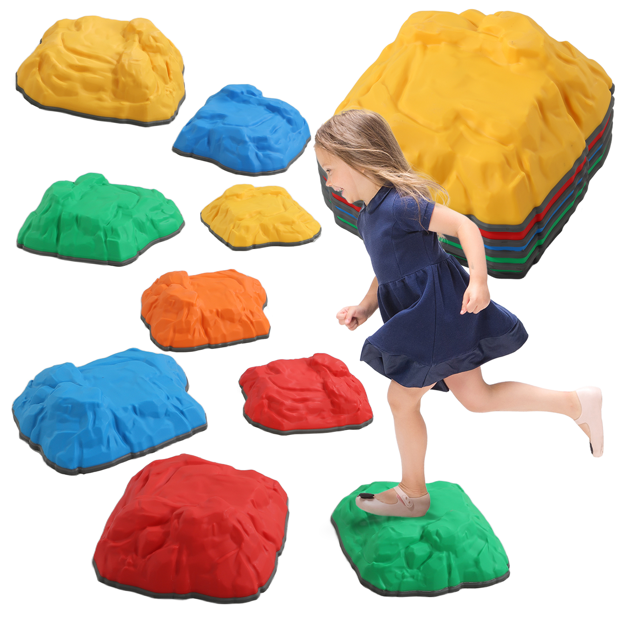 AIVAGO Balance Stepping Stones for Kids with Non-slip Bottom, Indoor Outdoor Obstacle Course for Ages 3-8 Years, Multicoloured - Life Essentials