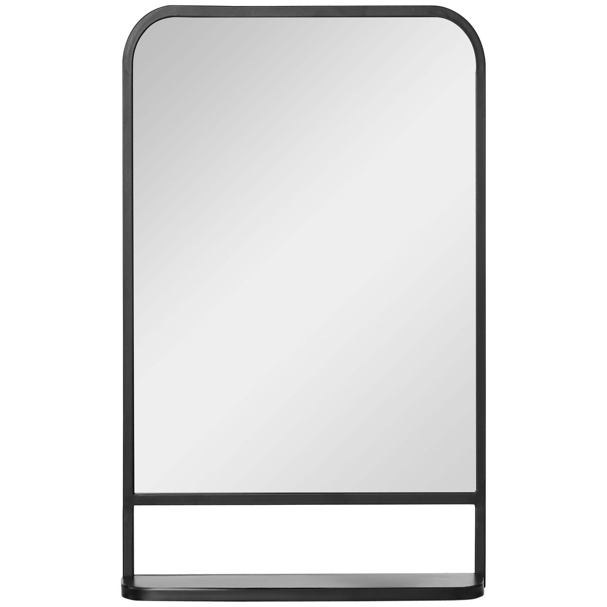 Square Wall Mirror with Storage Shelf, 86 x 53 cm Modern Mirrors for Bedroom, Living Room, Black - Life Essentials