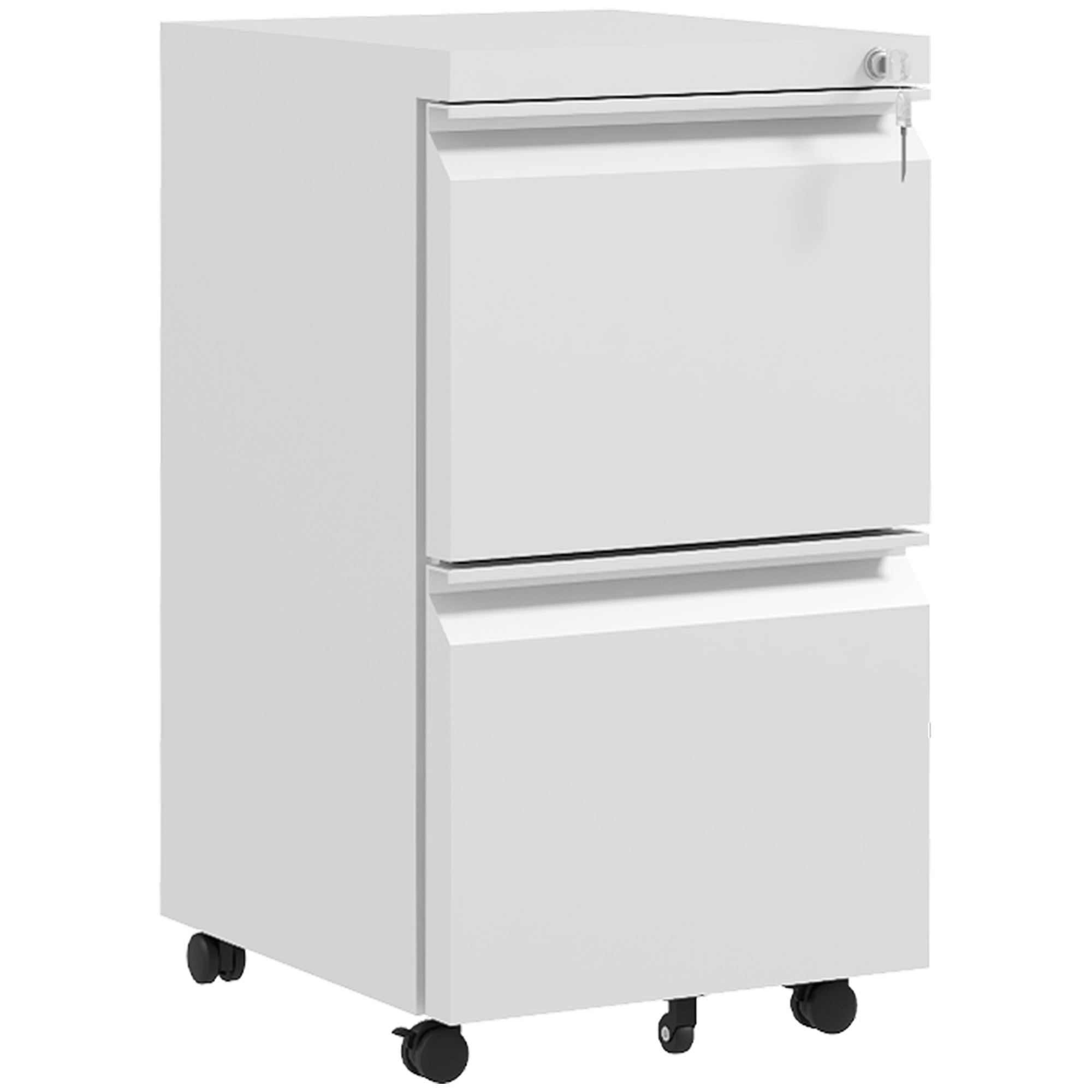 Vinsetto 2-Drawer Mobile Filing Cabinet on Wheels, Steel Lockable File Cabinet with Adjustable Hanging Bar for Letter, A4 and Legal Size, White - Life
