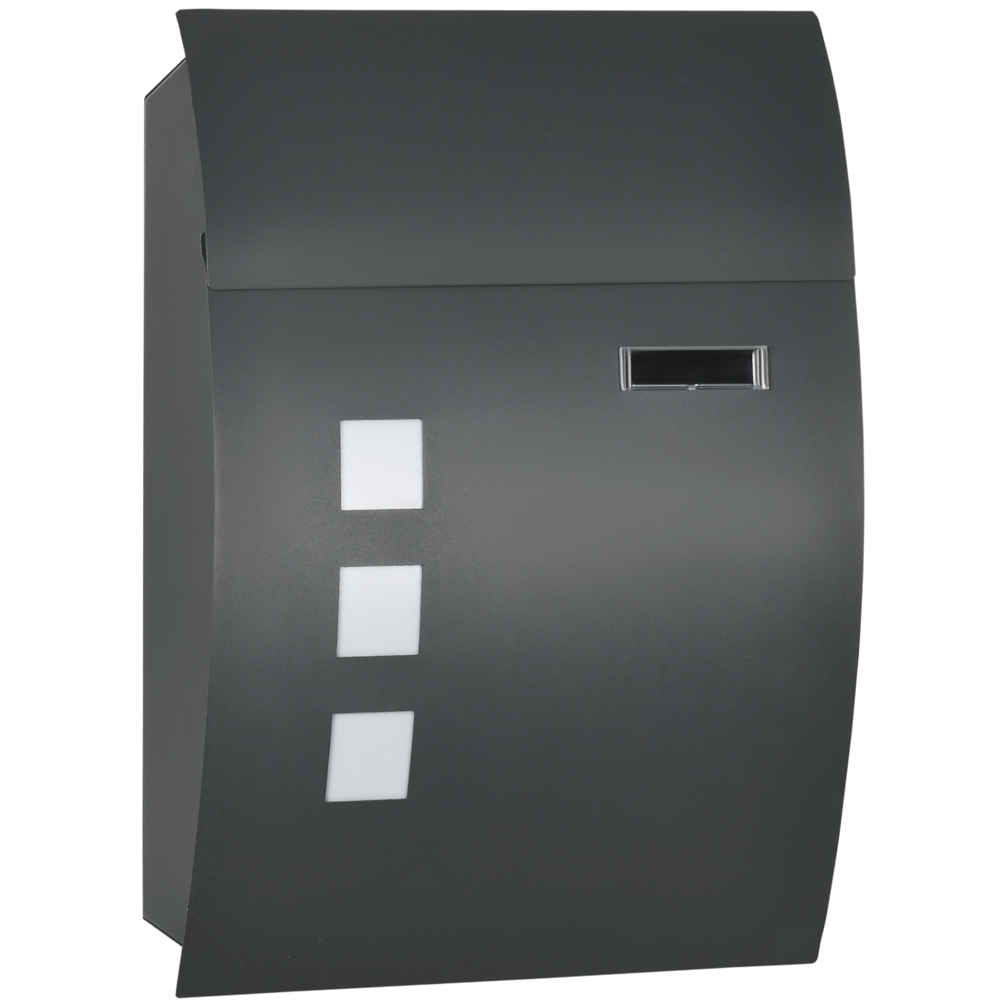 Wall Mounted Letter Box, Weatherproof Post Box for Outside Wall, Modern Mailbox with 2 Keys, Viewing Windows and Nameplate, Anthracite Grey - Life 