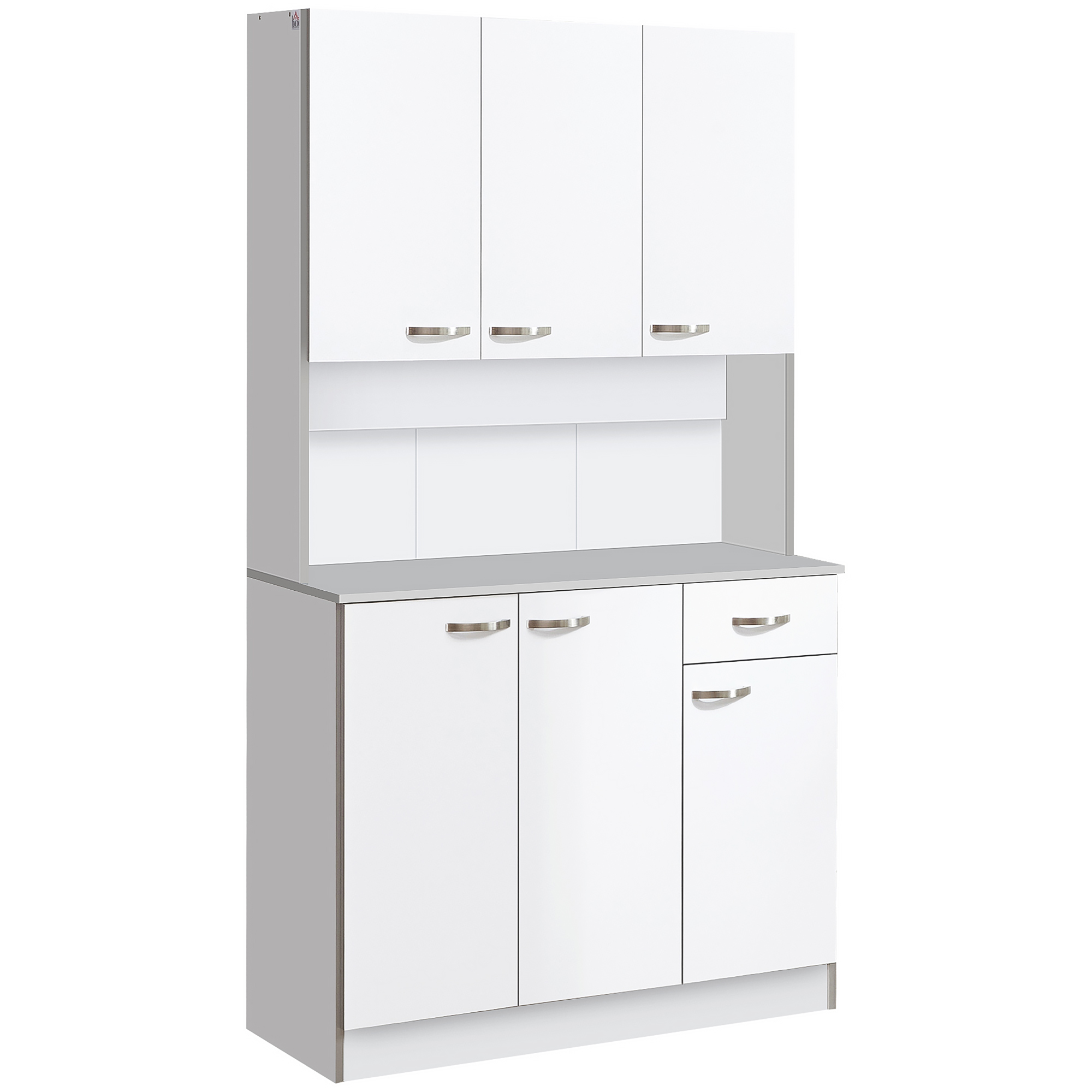 Freestanding Kitchen Storage Cabinet with 6 Doors, Drawer and Adjustable Shelves - White - Life Essentials