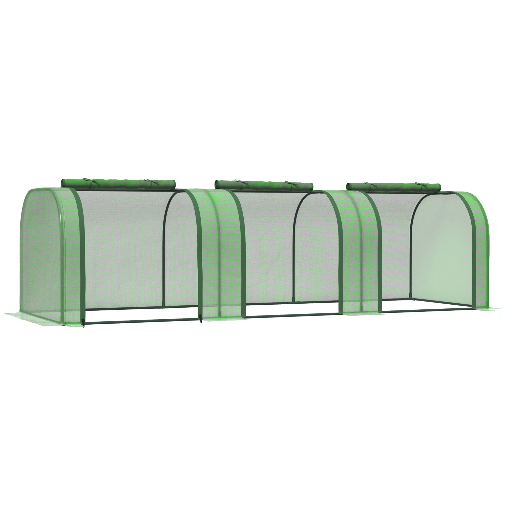 PE Tunnel Greenhouse Green Grow House Steel Frame for Garden Backyard with Zipper Doors 295x100x80 cm Green - Life Essentials