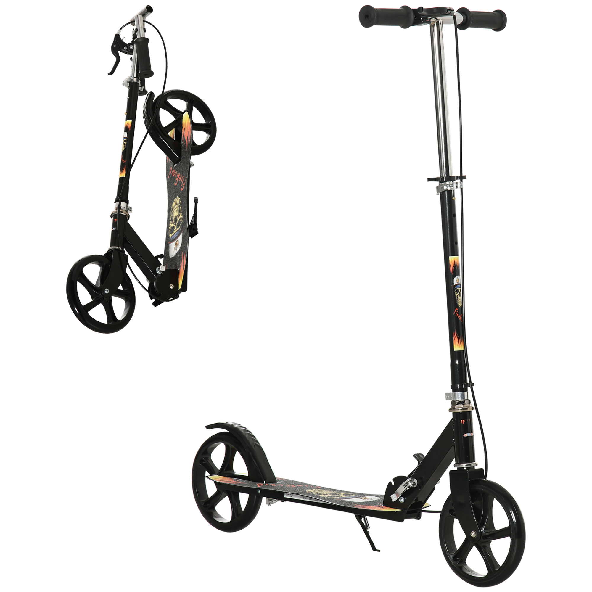 Kids Scooter, Toddler Foldable Kick Scooter with Adjustable Height Brake for Boys and Girls 7-14 Years, Black - Life Essentials