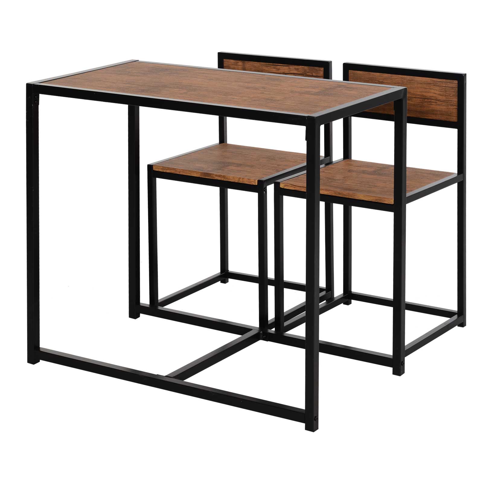 3 Pcs Table Stool Set Industrial Design w/ Steel Frame MDF Panels Living Room Bar Modern Furniture - Life Essentials