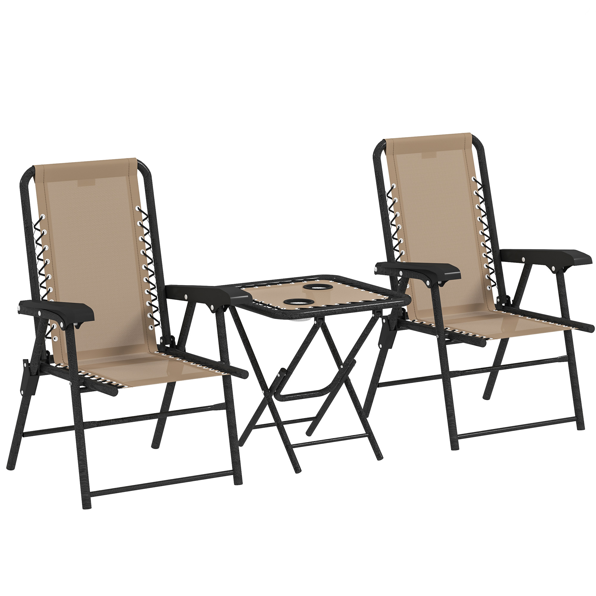 SUNVISTA Three-Piece Garden Table and Chair Set - Khaki - Life Essentials