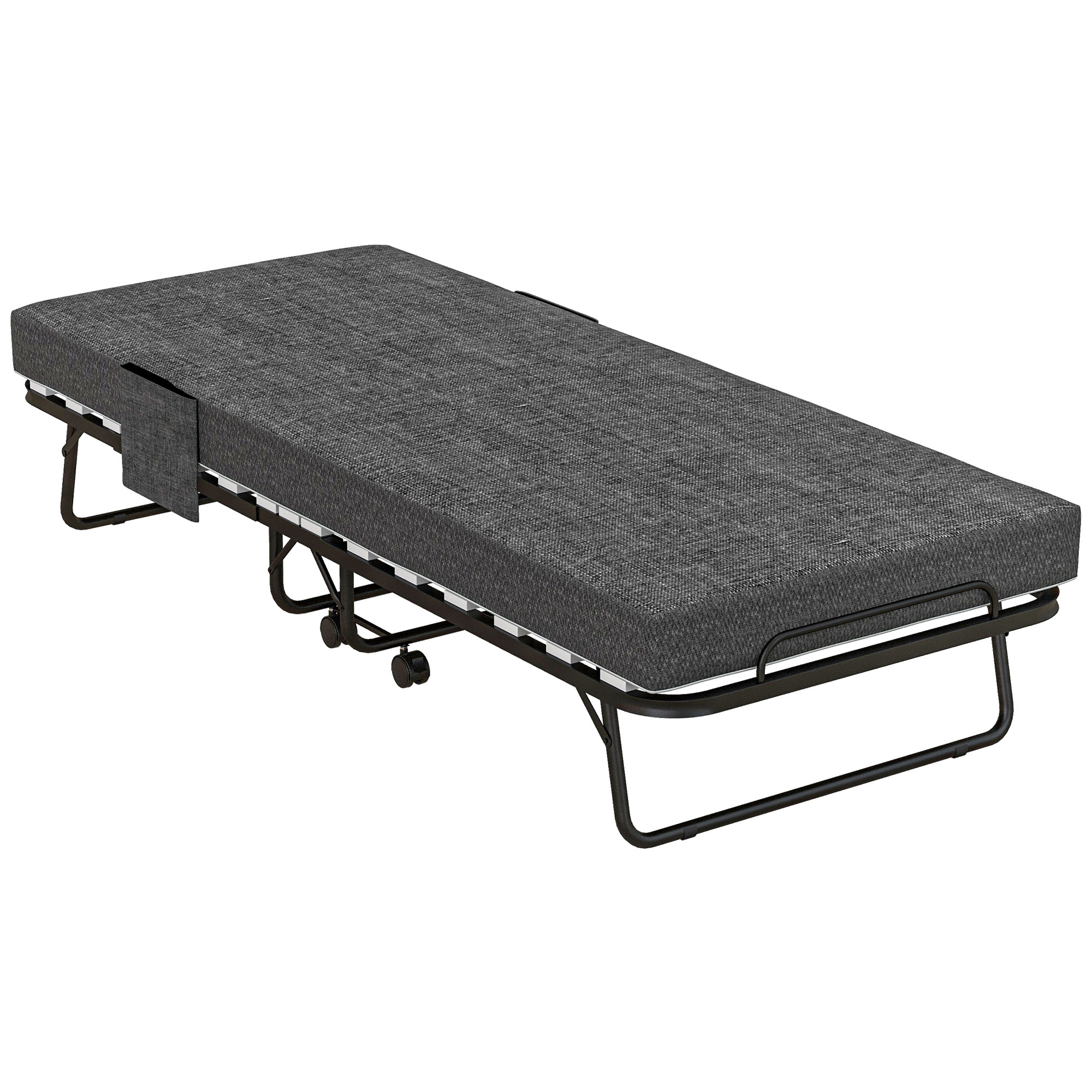 Single Bed - Folding 3ft Bed with Mattress Grey - Life Essentials