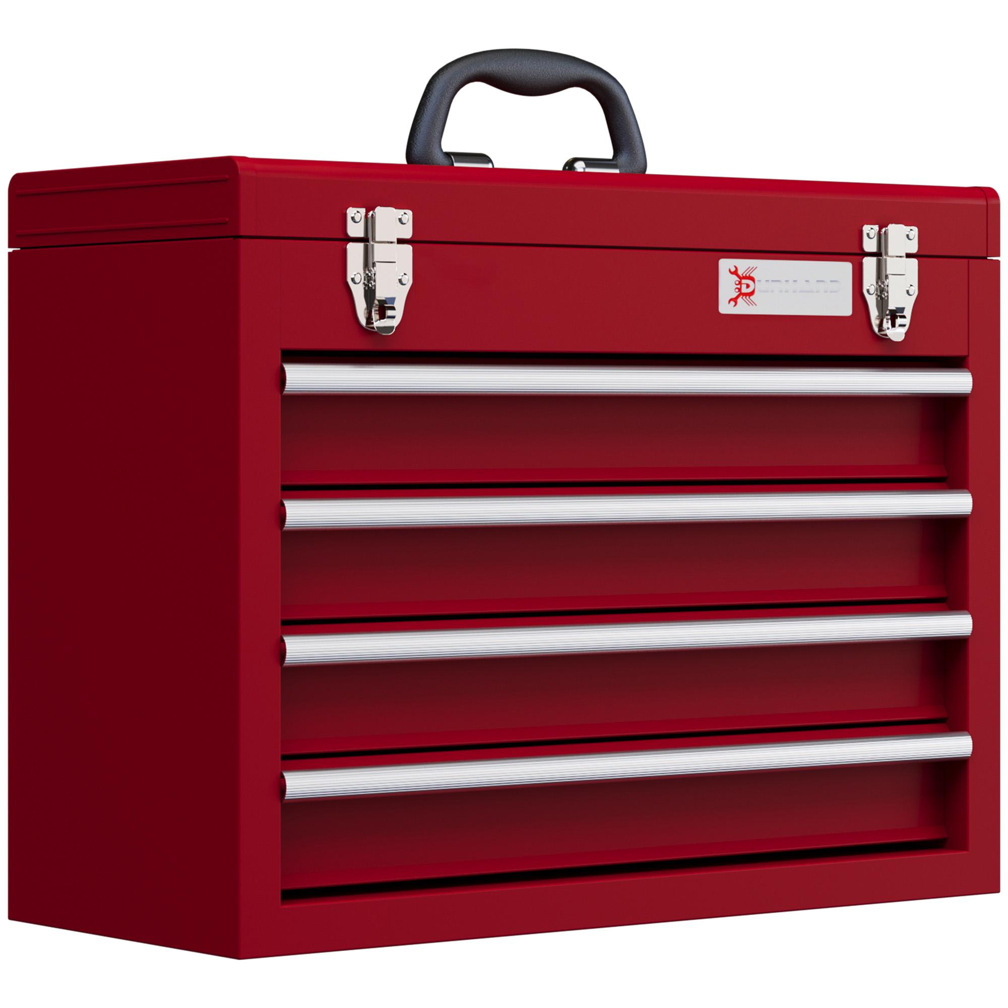 DURHAND Lockable Metal Tool Box, 4 Drawer Tool Chest with Latches, Handle, Ball Bearing Runners, Red - Life Essentials
