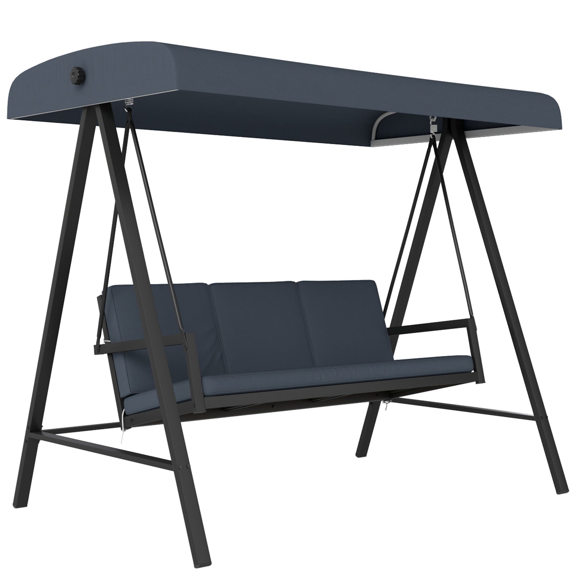 SUNVISTA Three-Seat Garden Swing Chair, with Adjustable Canopy - Dark Grey - Life Essentials