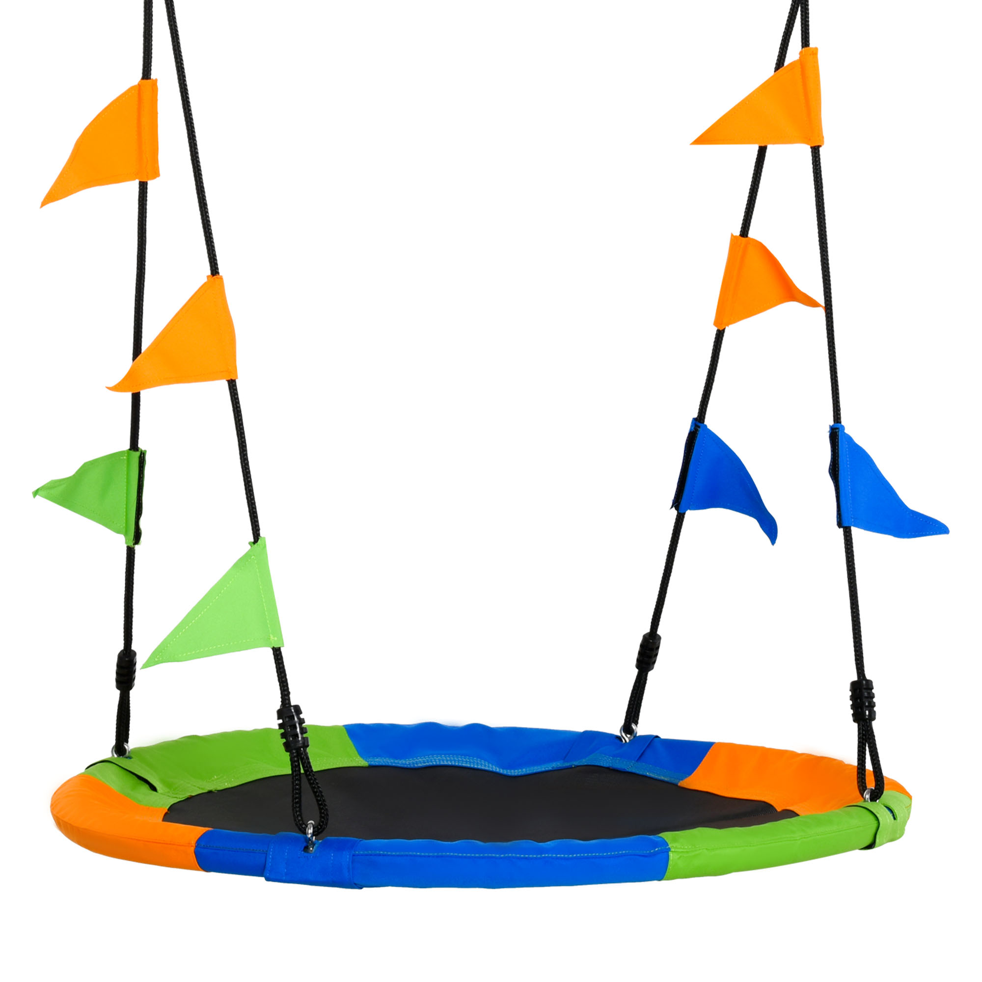 Saucer Tree Kids Swing Set with Adjustable Rope Waterproof Seat Steel Frame Backyard - Life Essentials