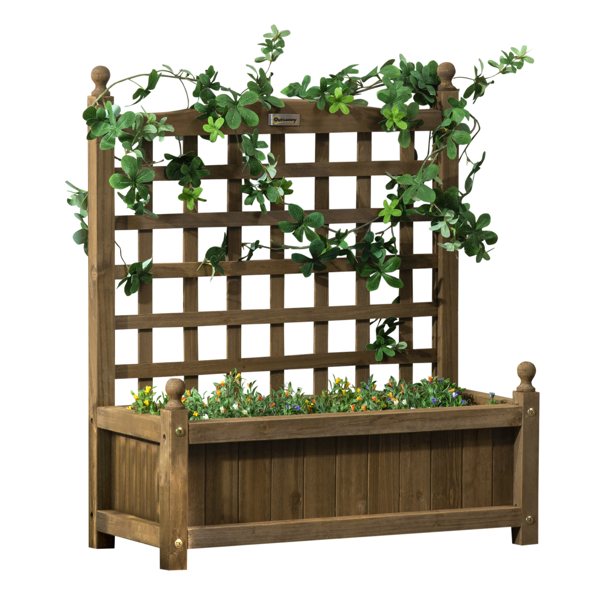 Garden Planters with Trellis for Climbing Vines, Wood Raised Beds for Garden, Flower Pot, Indoor Outdoor, Brown - Life Essentials