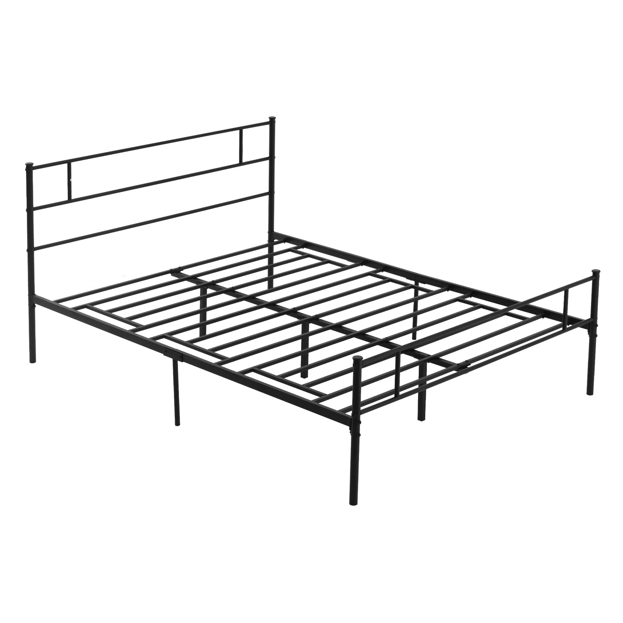 King Metal Bed Frame Solid Bedstead Base with Headboard and Footboard, Metal Slat Support and Underbed Storage Space, Bedroom Furniture - Life 
