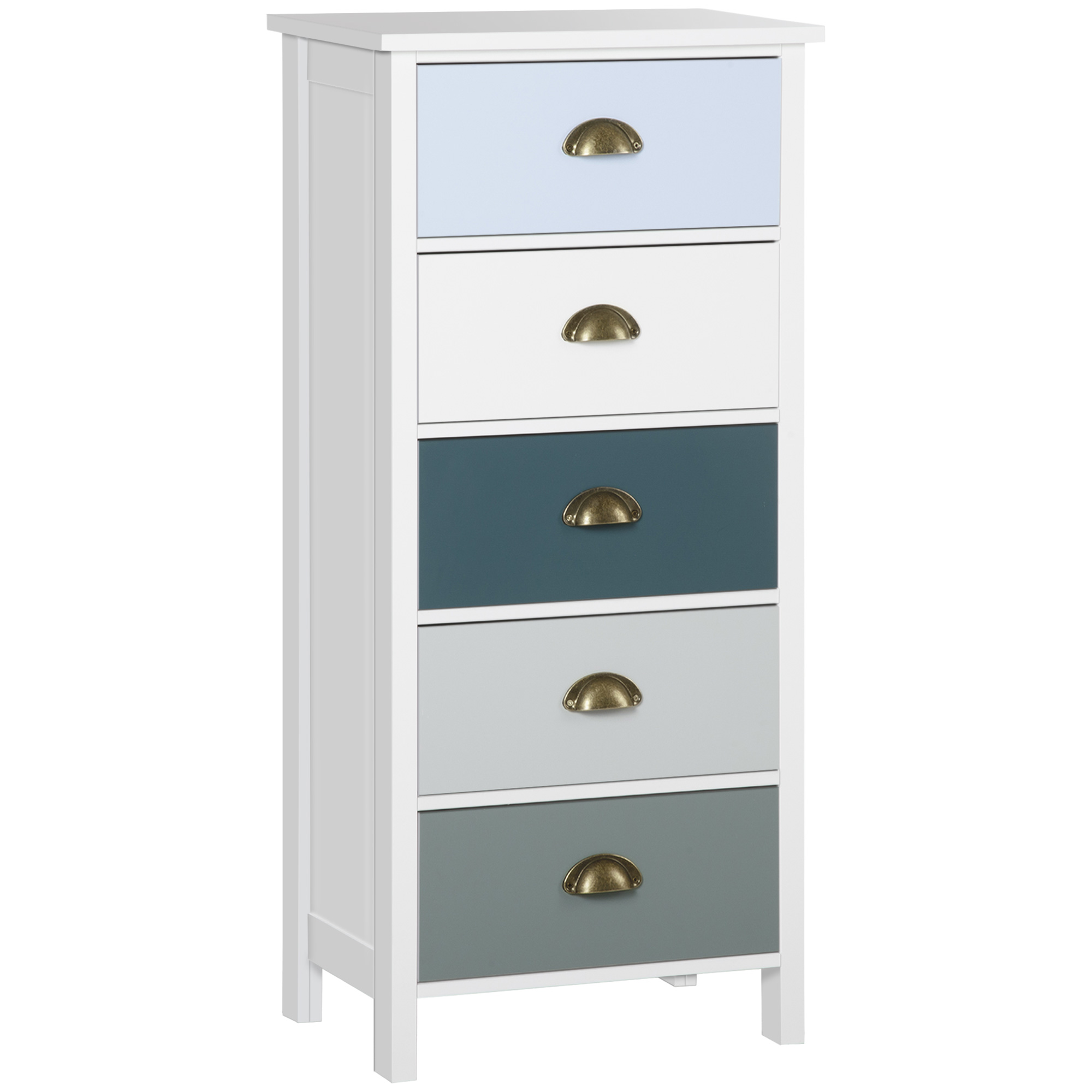 HERON II Multi Colour Chest of Drawers - Tallboy, Small-sized, 5 Drawers - Life Essentials