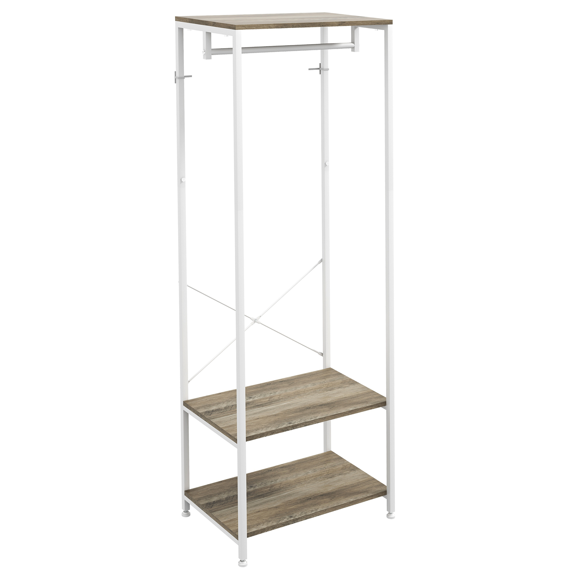Scott Hallway Coat Rack and Shoe Bench - Grey - Life Essentials