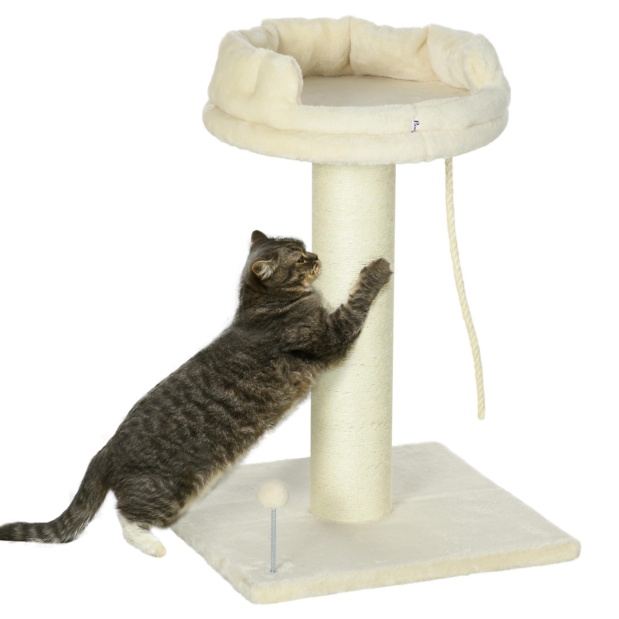 Cat Tree, with Sisal Wrapped Scratching Post - Cream - Life Essentials