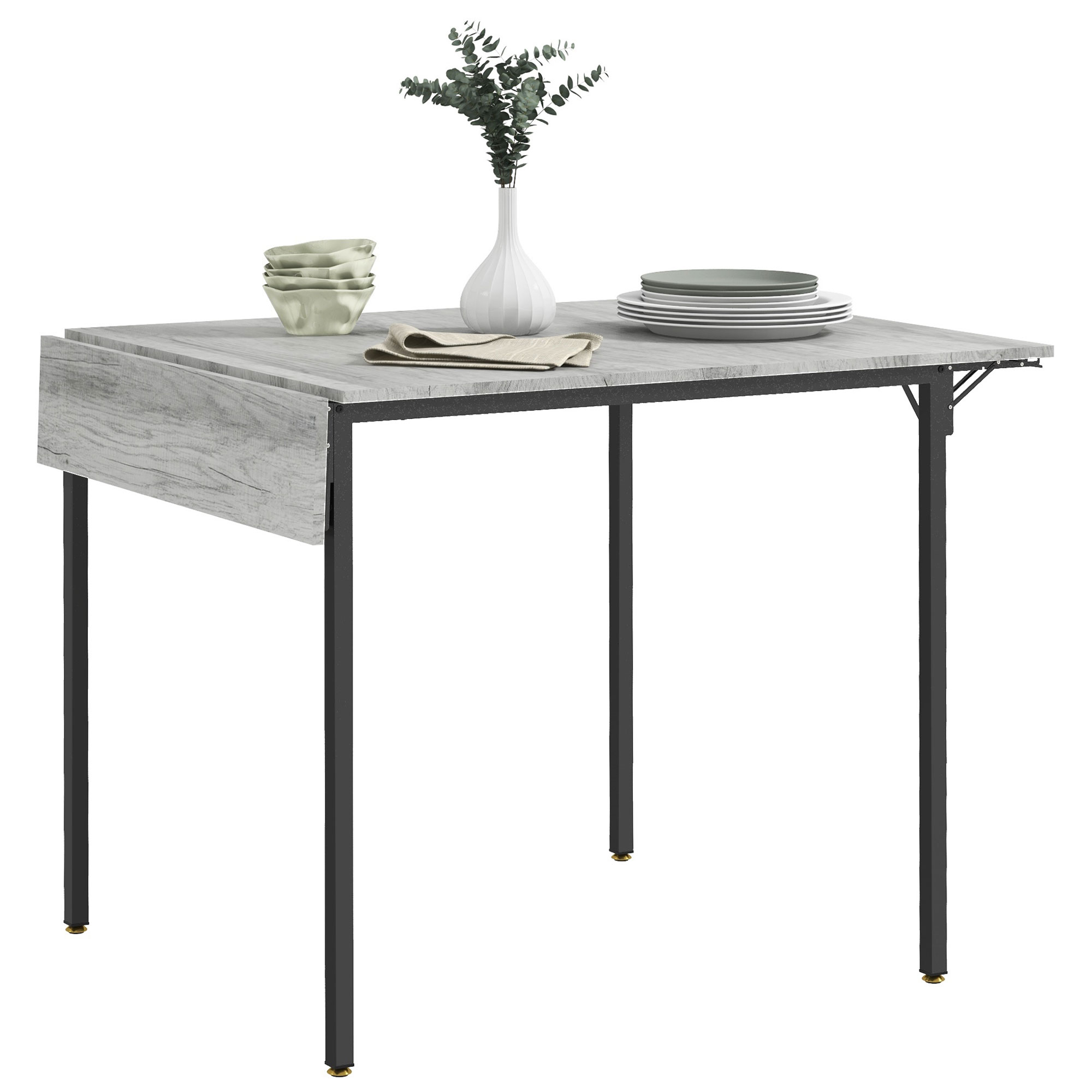 Scott Folding Drop Leaf Kitchen Table for 2-4 People - Grey - Life Essentials