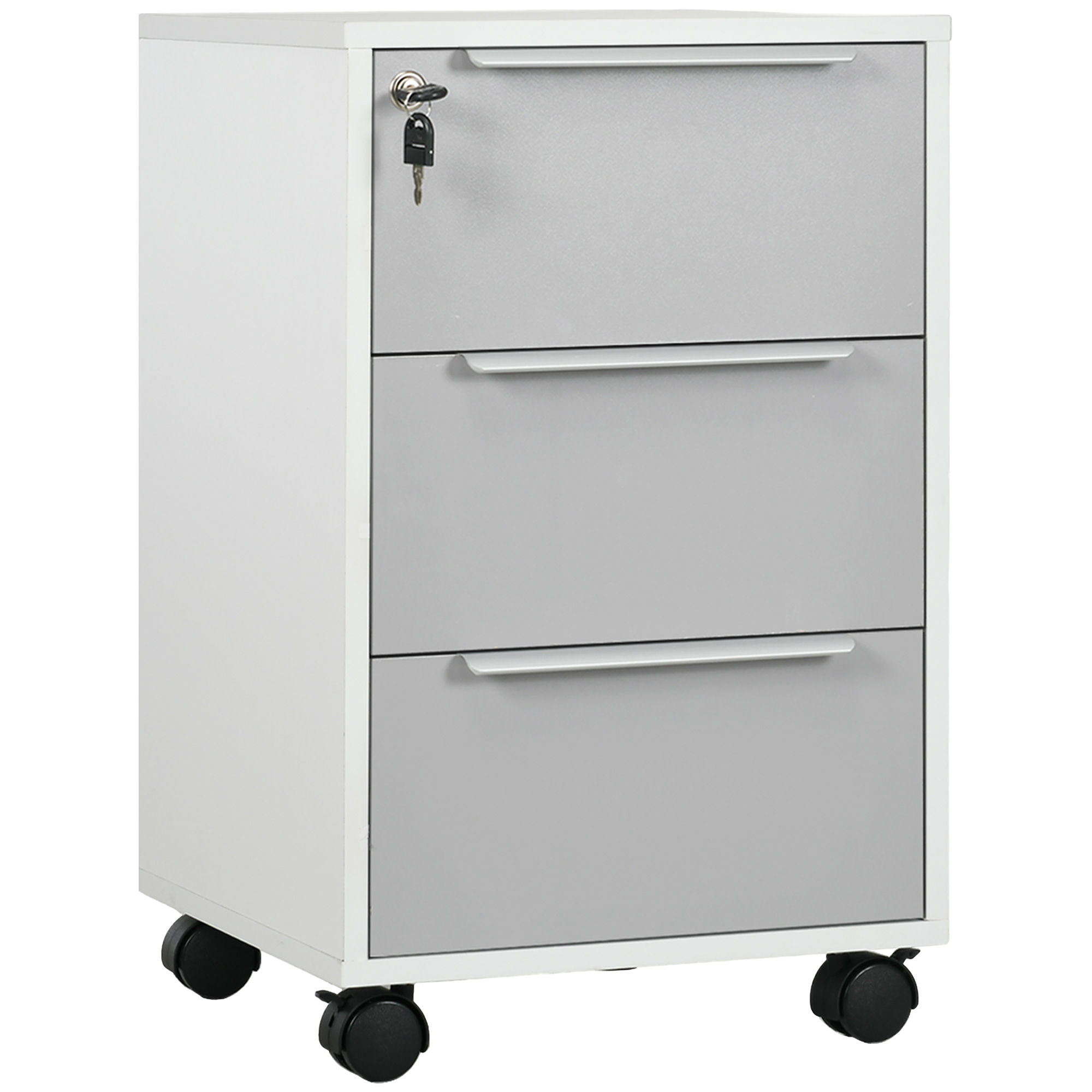 3-Drawer Locking File Cabinet Mobile Chest of Drawers Side Table on Wheels for Home Office, Bedroom and Living room - Life Essentials