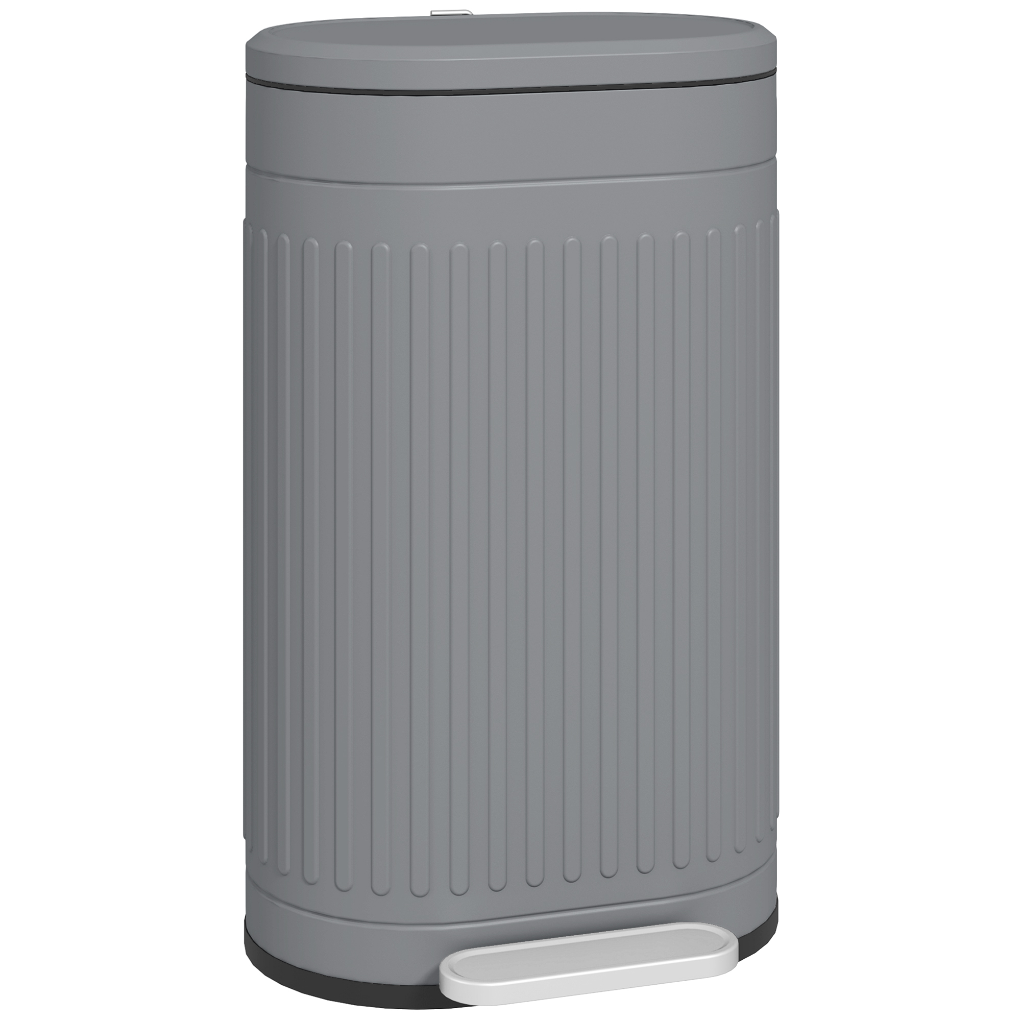 HERON 30 Litre Pedal Bin, Fingerprint Proof Kitchen Bin with Soft-close Lid, Metal Rubbish Bin with Foot Pedal and Removable Inner Bucket, Grey - Life
