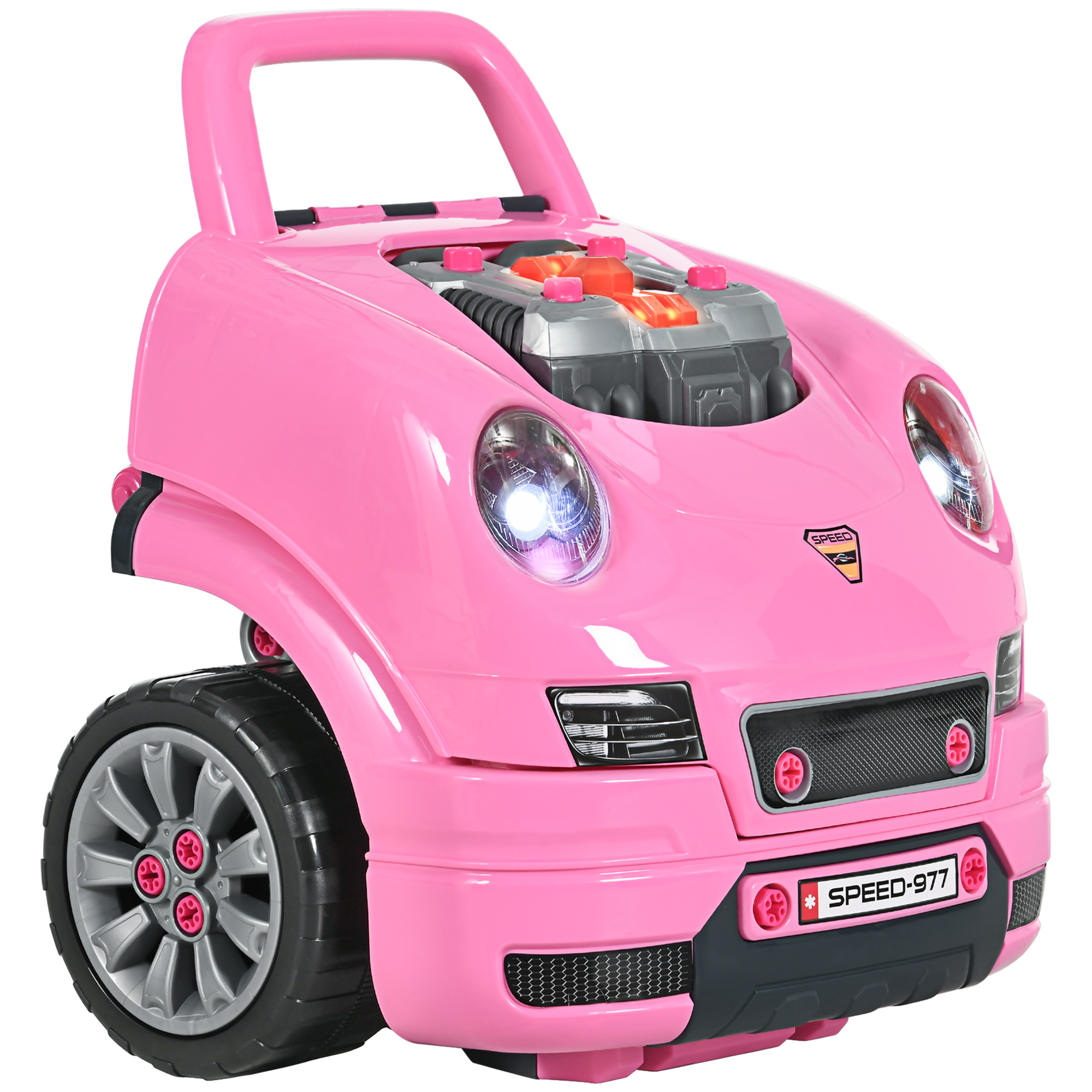 Kids Truck Engine Toy Set with Horn, Light, Car Key - Pink - Life Essentials
