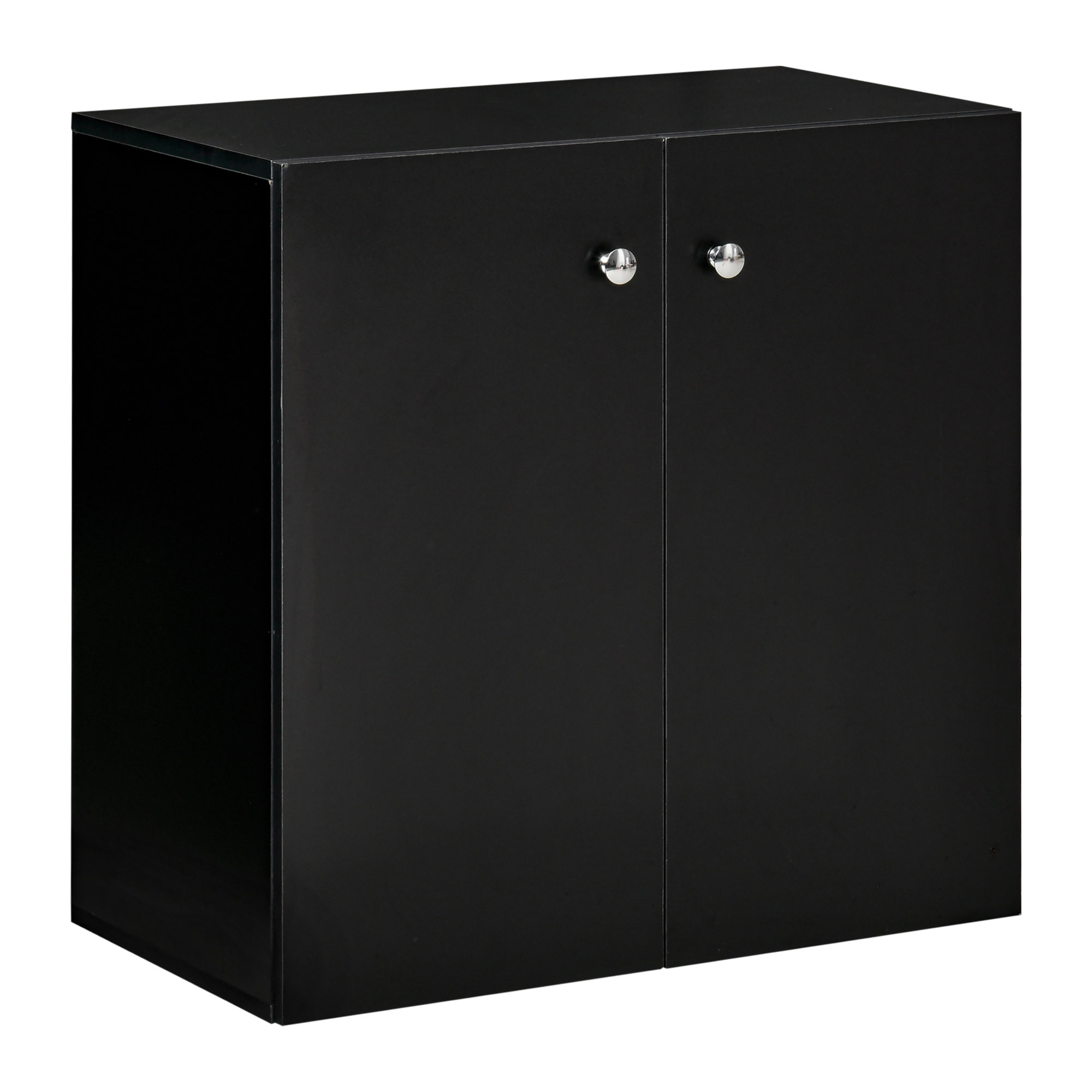 Storage Cabinet w/ Two Shelves Wooden Sideboard Freestanding Kitchen Cupboard Bookcase - Black - Life Essentials
