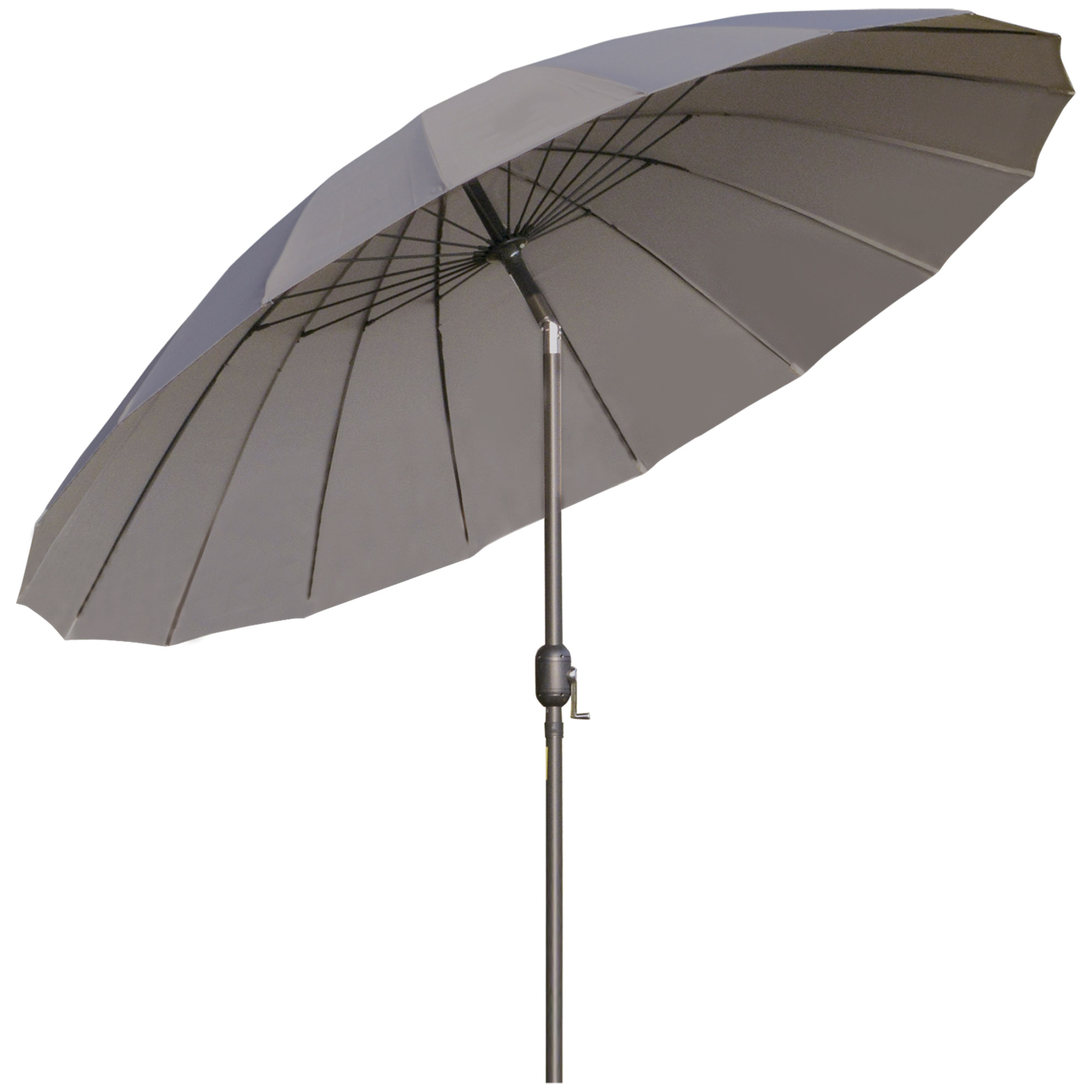 ?255cm Patio Parasol Umbrella Outdoor Market Table Parasol with Push Button Tilt Crank and Ribs for Garden Lawn Backyard Pool Dark Grey - Life 