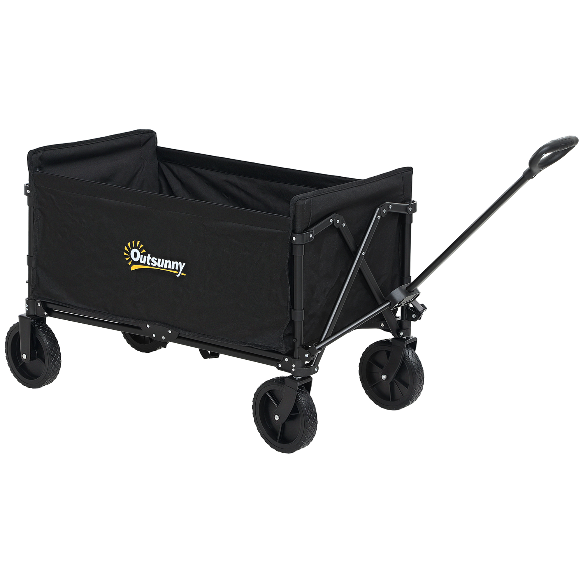 SUNVISTA 120L Folding Garden Trolley Cart, Outdoor Collapsible Wagon with Wheels and Adjustable Handle for Beach, Camping, Festival, Black - Life 