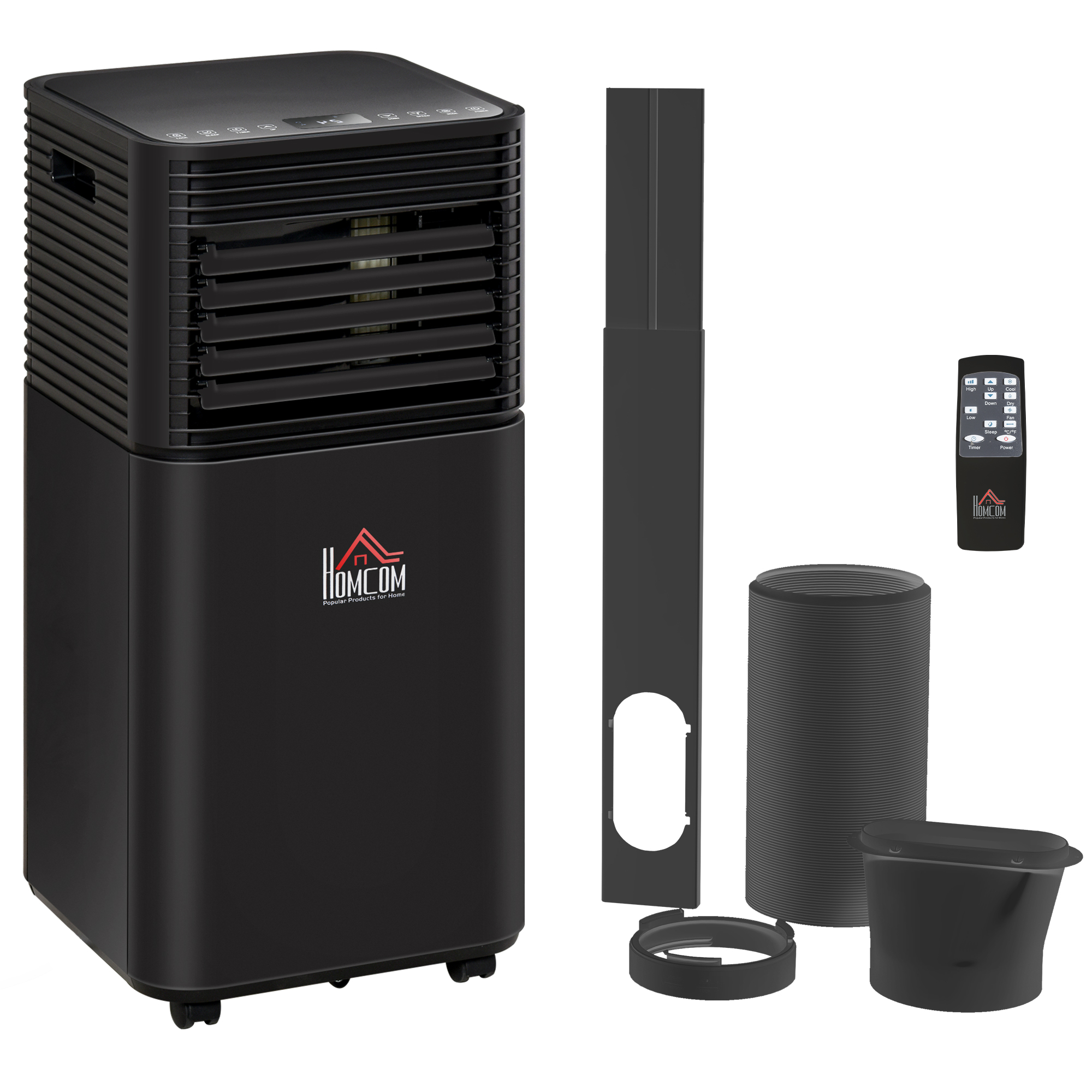 7000BTU 4-In-1 Compact Portable Mobile Air Conditioner Unit Cooling Dehumidifying Ventilating w/ Fan Remote LED 24H Timer Auto Shut-Down Black - Life 