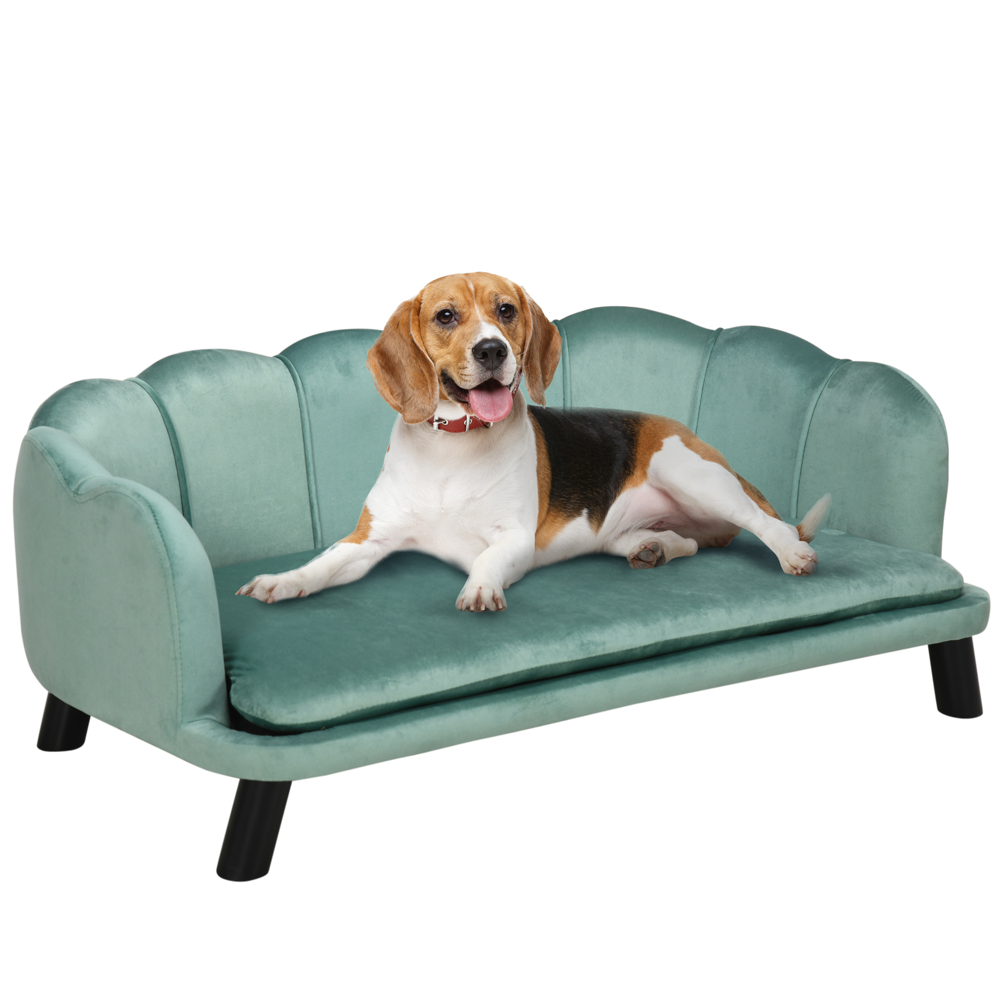 Dog Sofa, Pet Couch Bed for Medium, Large Dogs, with Legs, Cushion - Green - Life Essentials