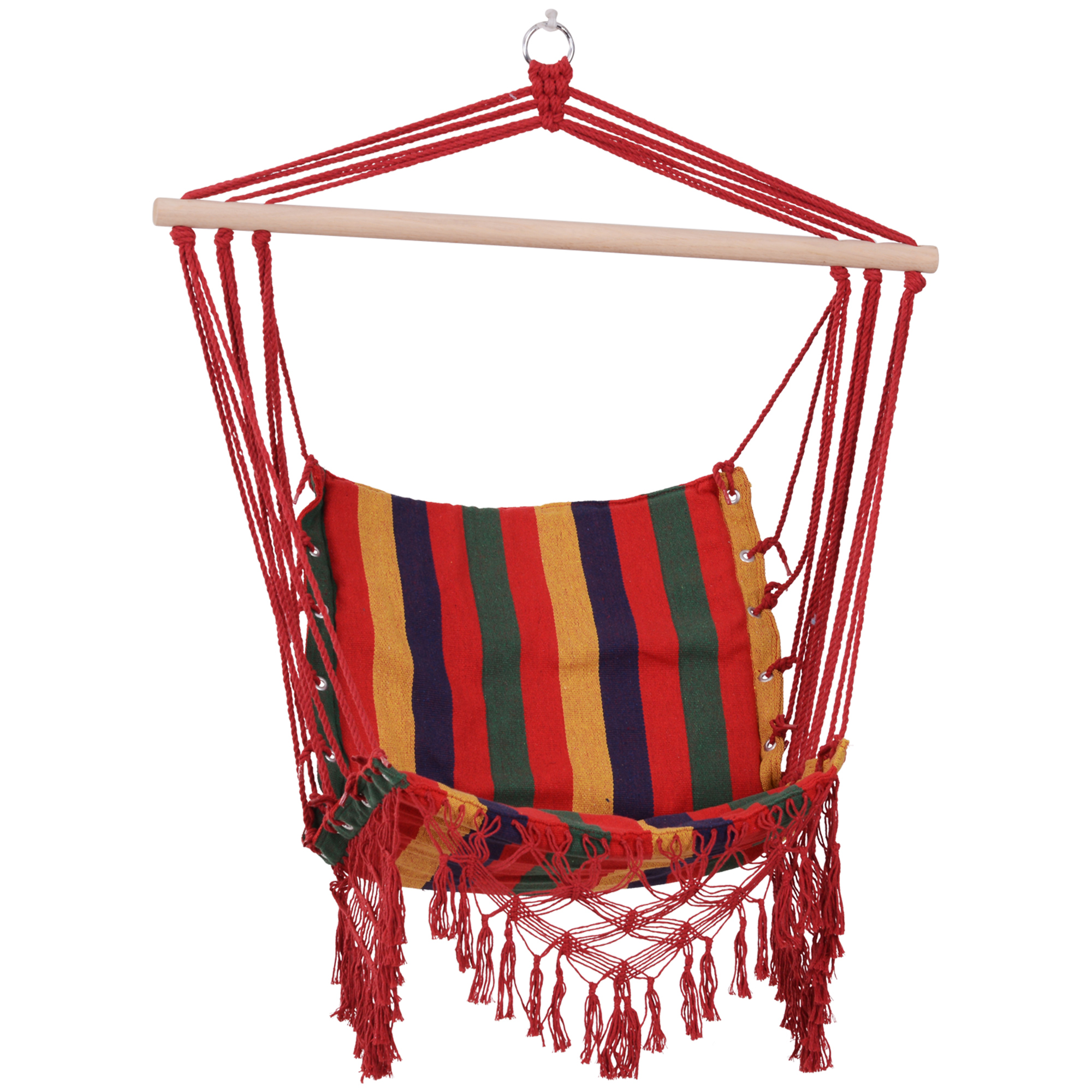 Hammock Chair Swing Colourful Striped Tree Hanging Seat Porch Indoor Outdoor Fabric Garden Furniture - Life Essentials