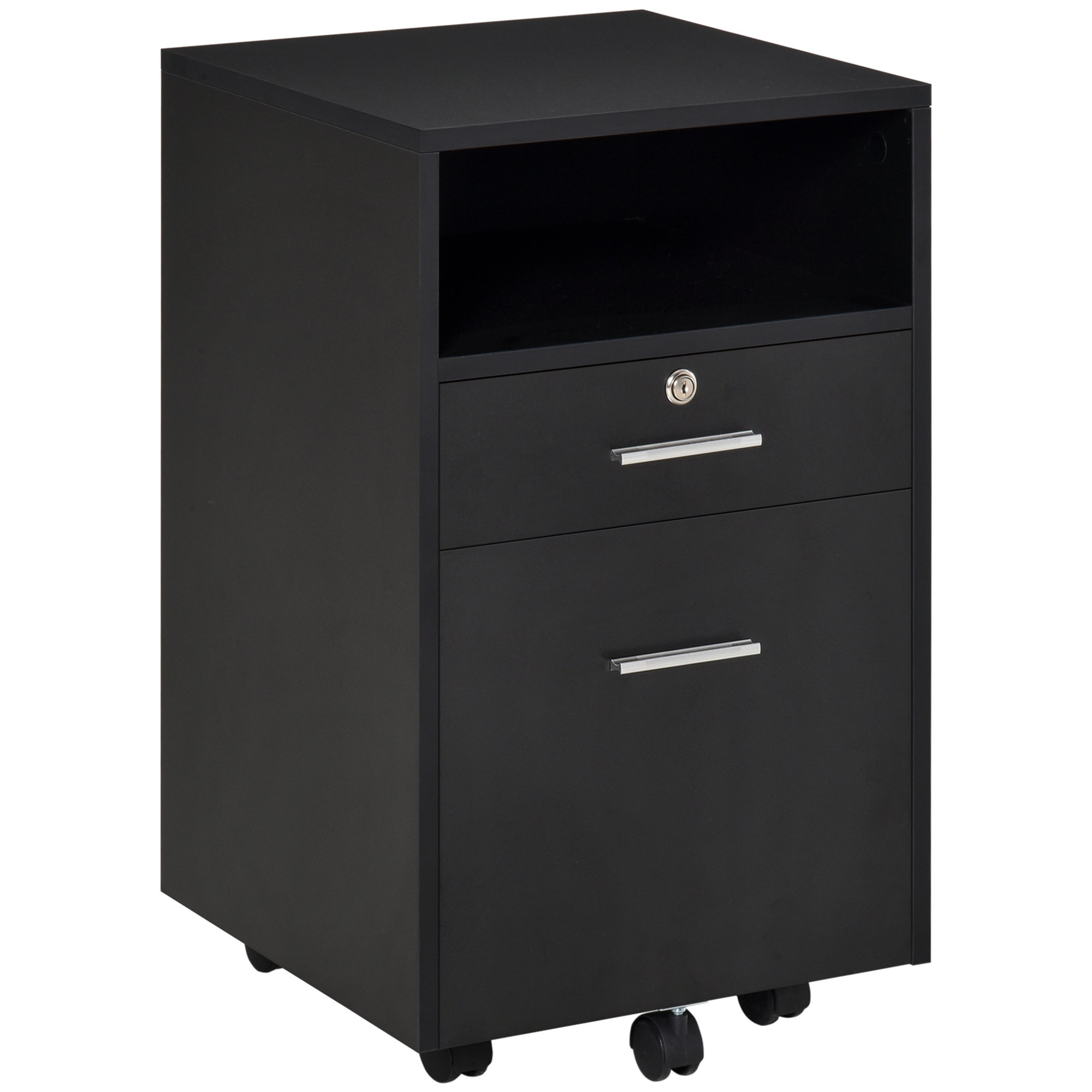 Mobile File Cabinet Lockable Storage Unit Cupboard Home Filing Furniture for Office, Bedroom and Living Room, 39.5x40x60cm, Black - Life Essentials