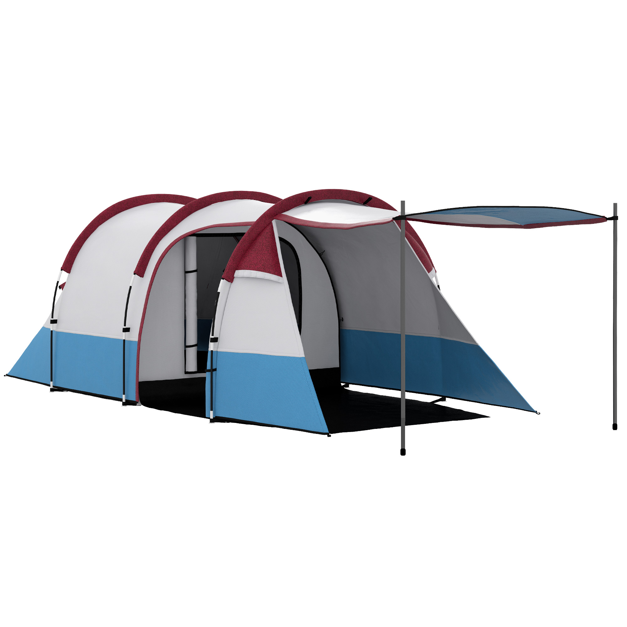 SUNVISTA Camping Tent, Large Tunnel Tent with Bedroom and Living Area, 2000mm Waterproof, Portable with Bag for 2-3 Man, Red - Life Essentials