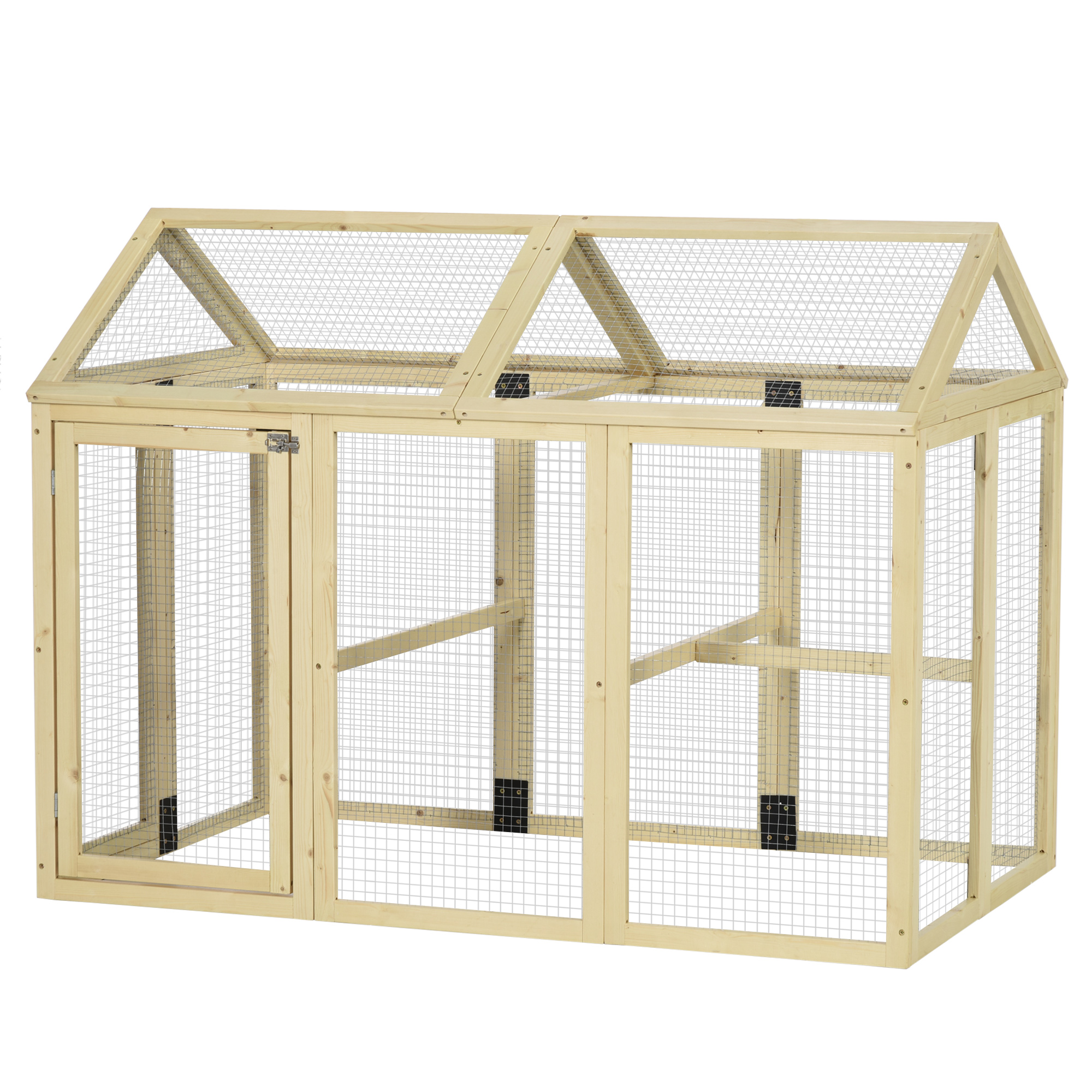 Shelley Large Chicken Run Wooden Chicken Coop with Combinable Design - Natural Wood - Life Essentials