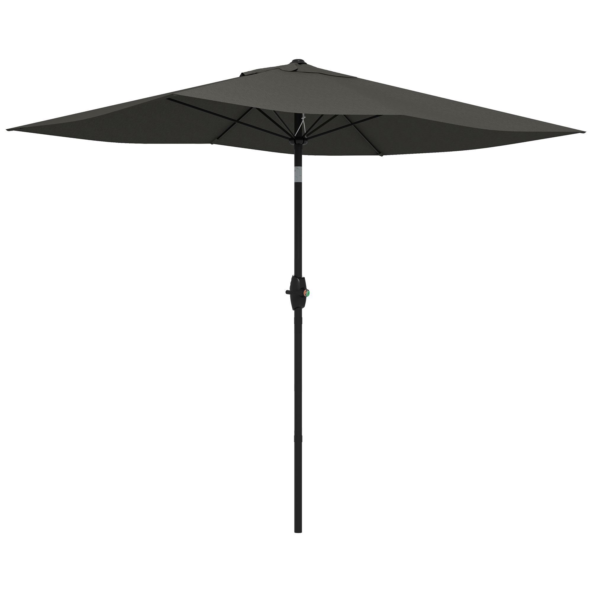 2 x 3(m) Garden Parasol Umbrella, Rectangular Outdoor Market Umbrella Sun Shade with Crank & Push Button Tilt, 6 Ribs, Aluminium Pole - Life 