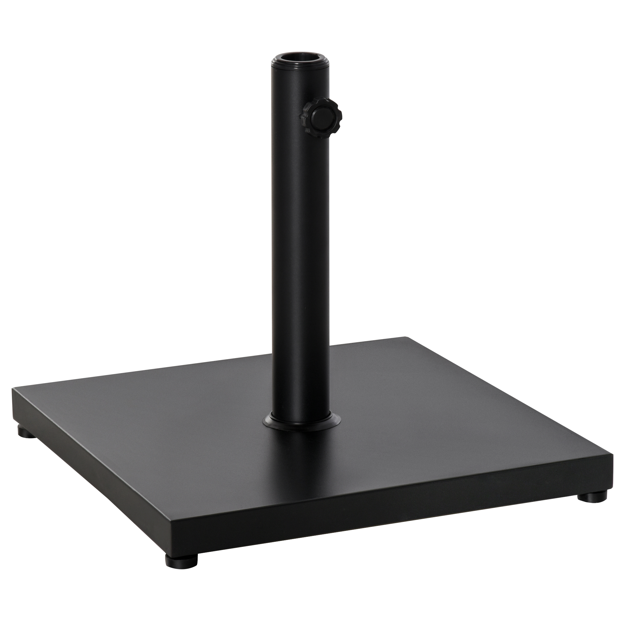 Steel Square Parasol Stand Base w/ Adjustable Knob Umbrella Stand Black - Life Essentials