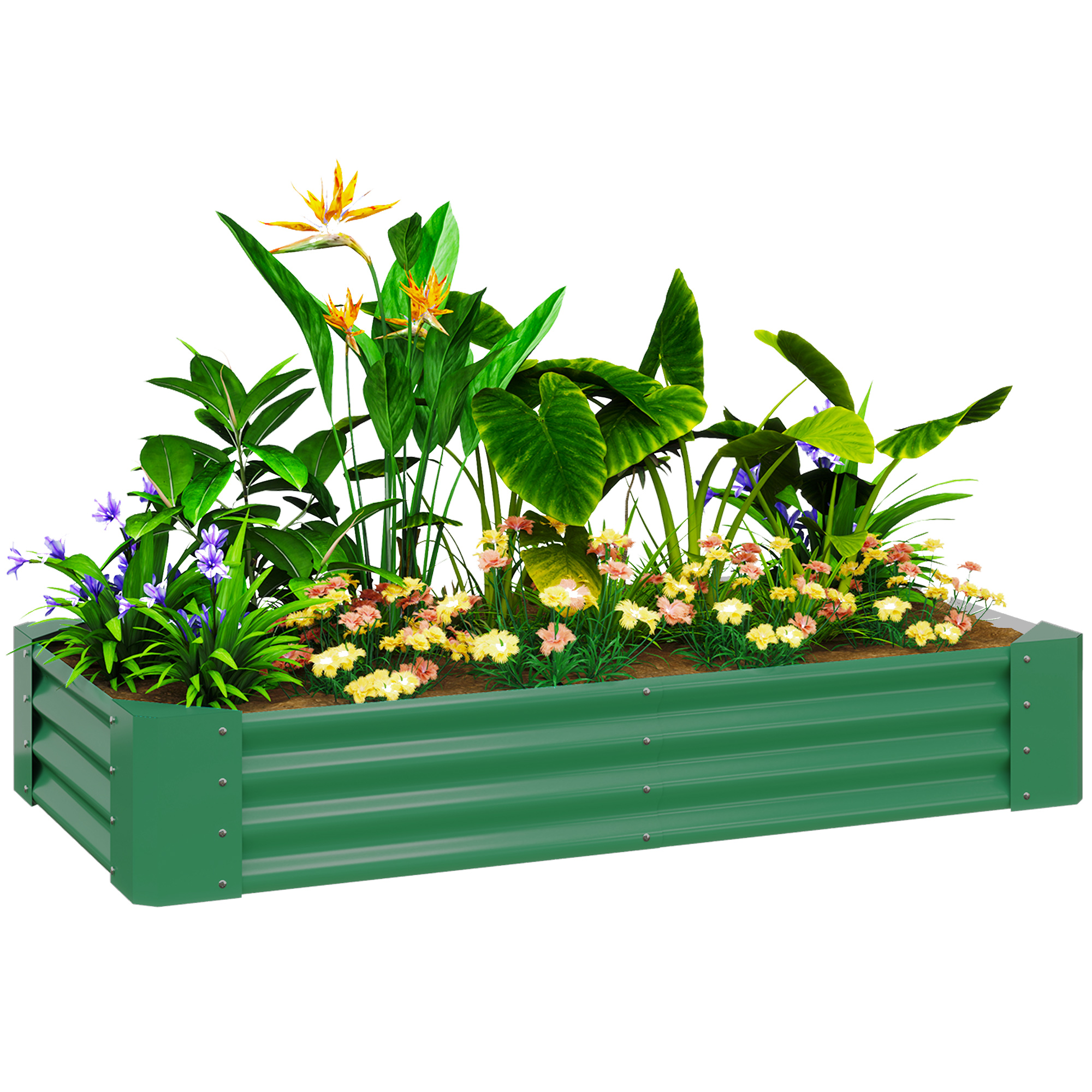 SUNVISTA 180 x 90cm Galvanised Steel Open Planter - Green - Life Essentials