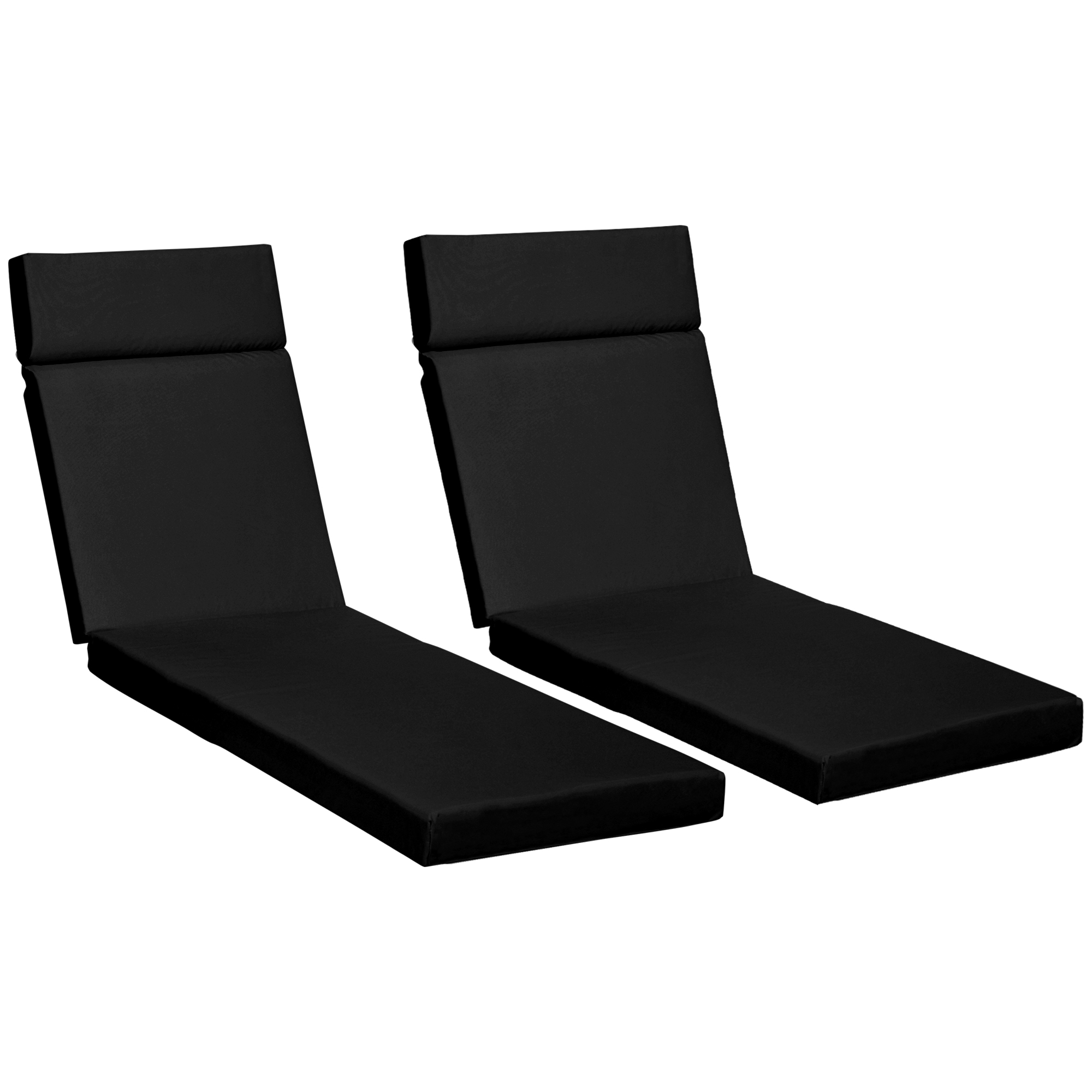 Outdoor Seat Cushion Set with Ties - Black - Set of 2 - Life Essentials