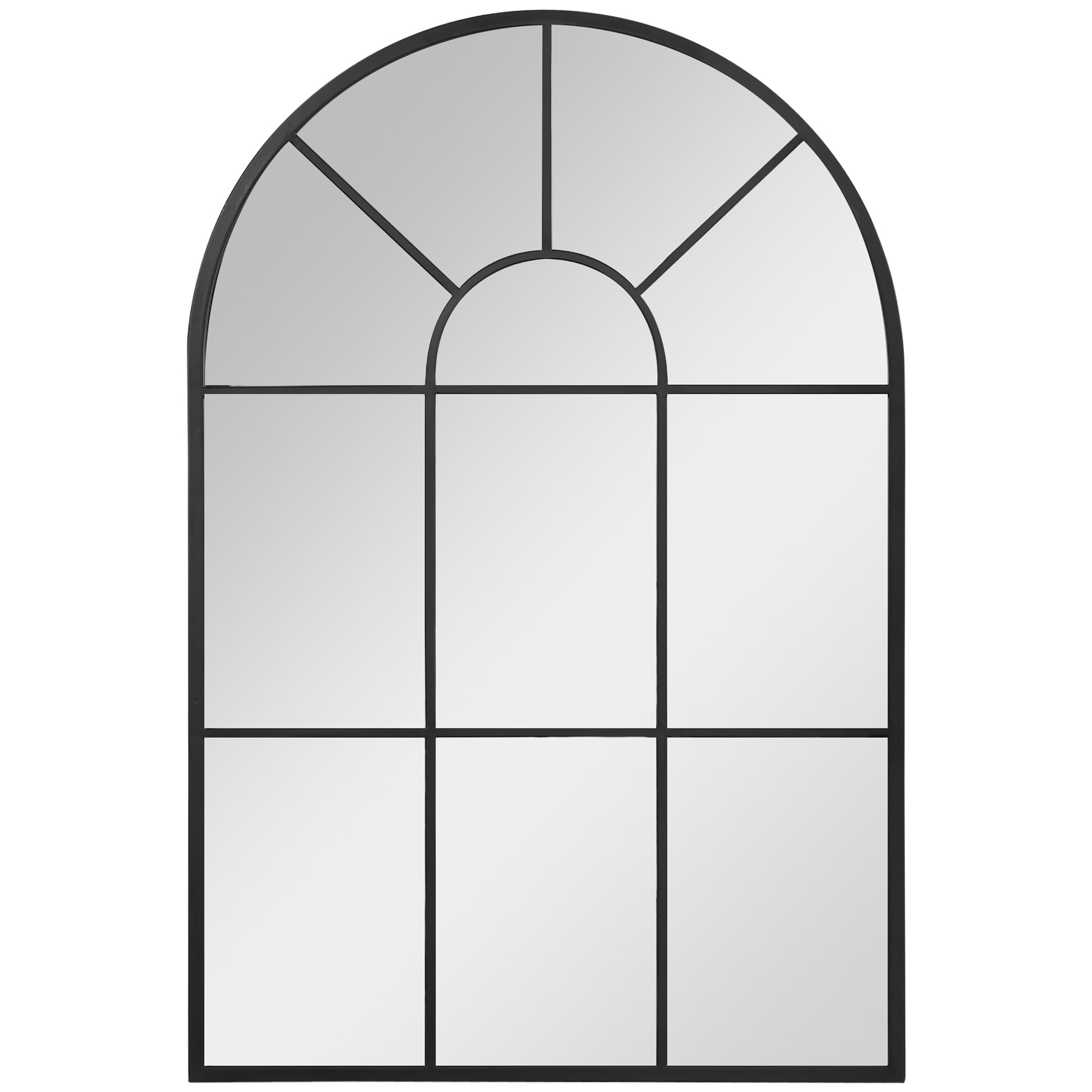 Modern Arched Wall Mirror, 91 x 60 cm Window Mirrors for Living Room, Bedroom, Black - Life Essentials