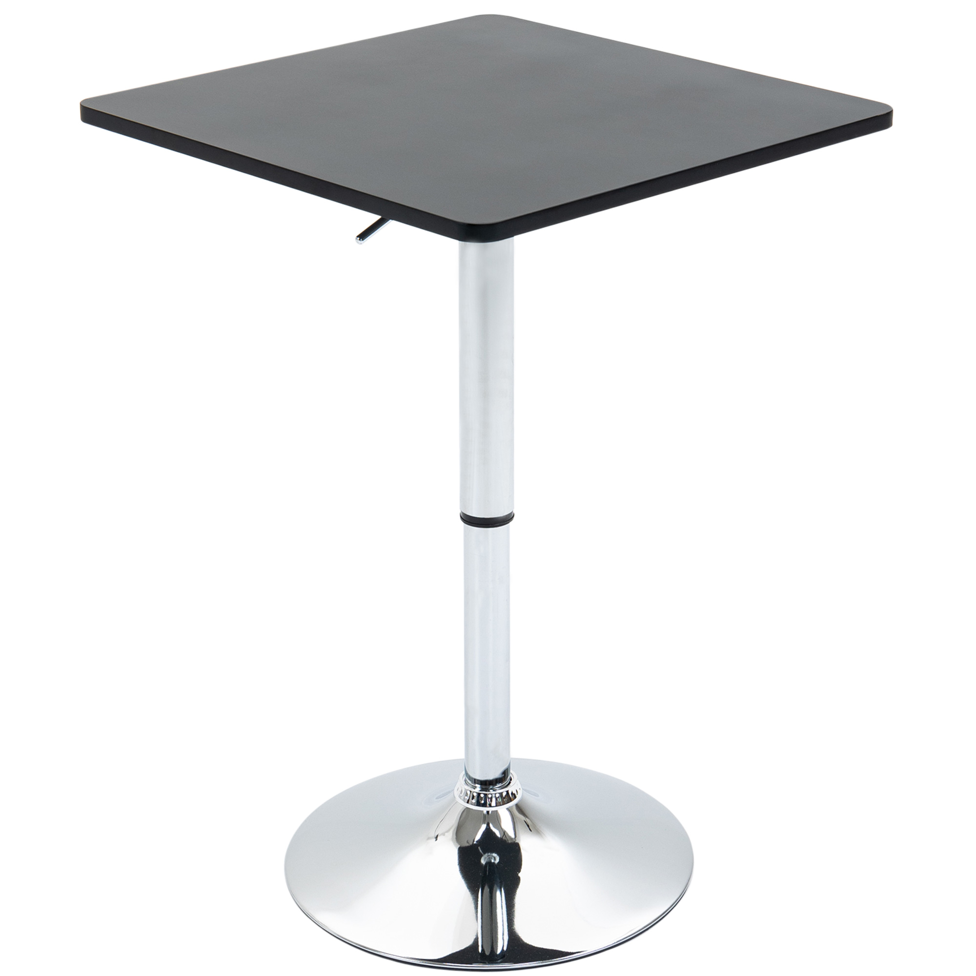 Modern Height Adjustable Counter Bar Table with 360° Swivel Tabletop and Electroplating Metal Base, Pub Desk, Black and Silver - Life Essentials