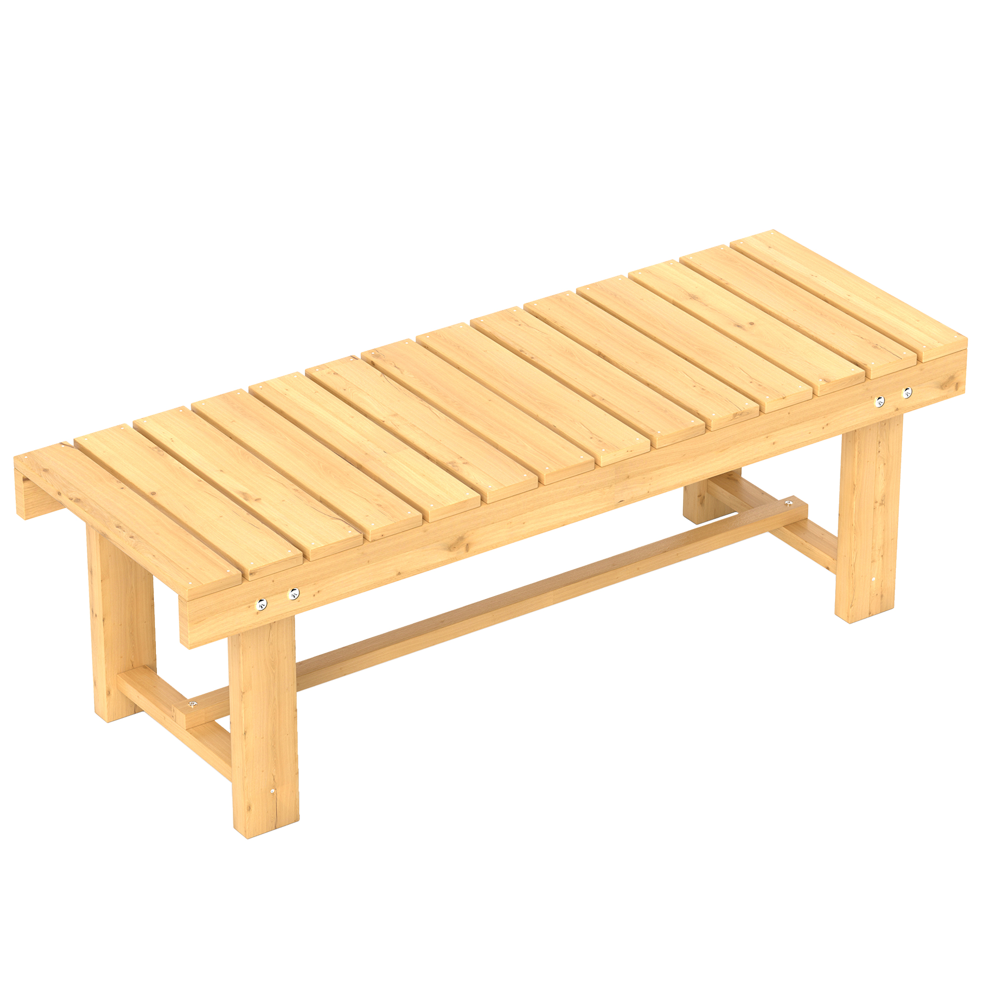 2-seater Outdoor Indoor Garden Wooden Bench Patio Loveseat Fir 110L x 38W x 35H cm Natural - Life Essentials